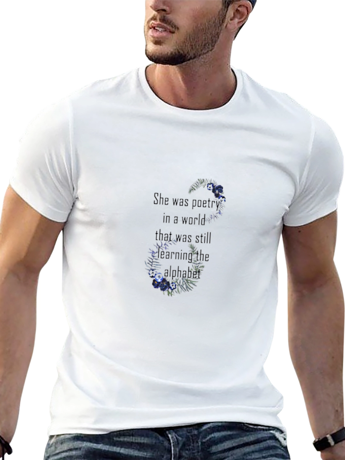 Floral Quote Black T-Shirt