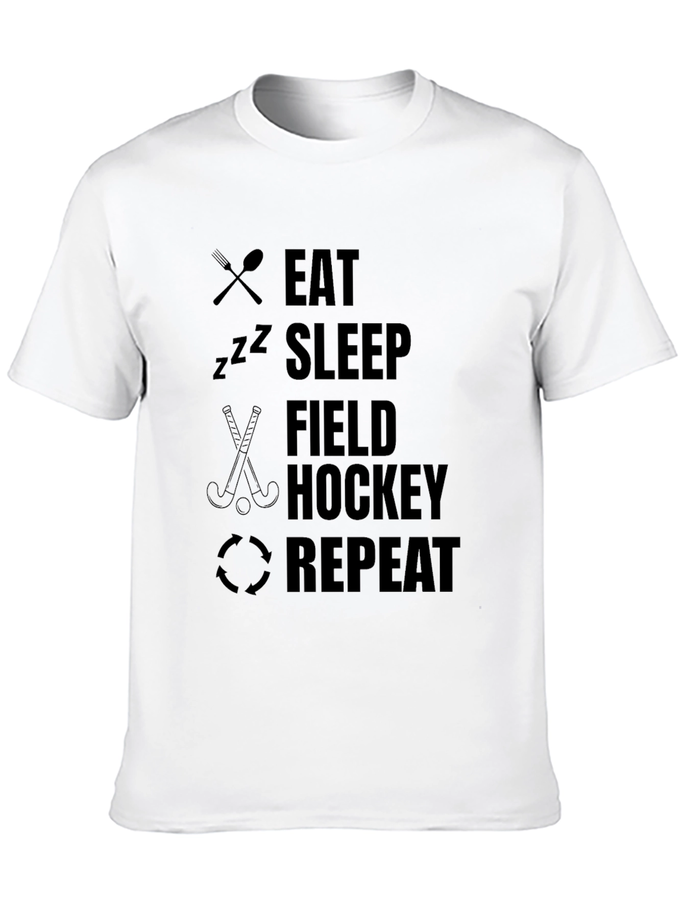Eat Sleep Field Hockey Repeat Black T-Shirt
