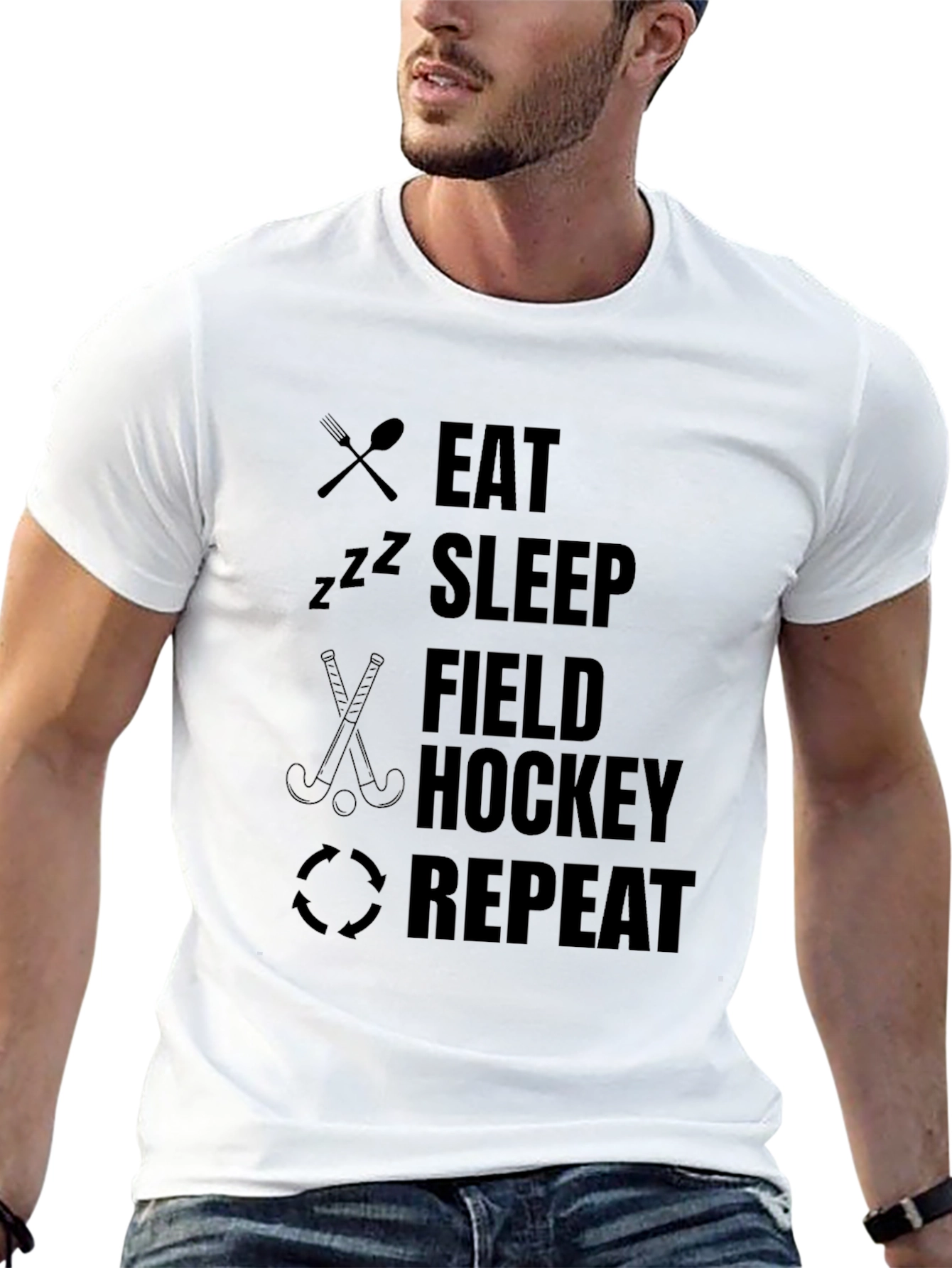 Eat Sleep Field Hockey Repeat Black T-Shirt