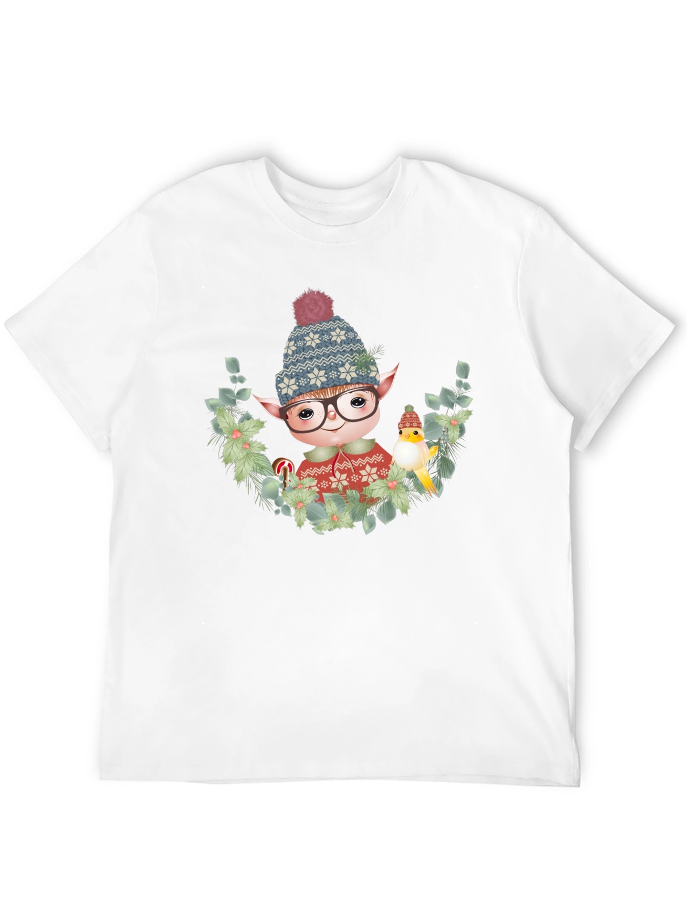 Festive Elf Graphic T-Shirt - Holiday Cheer