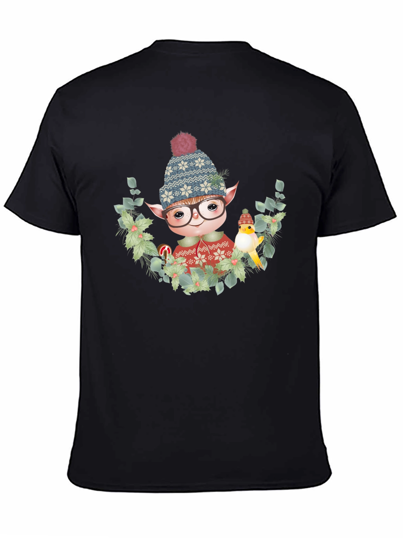 Festive Elf Graphic T-Shirt - Holiday Cheer
