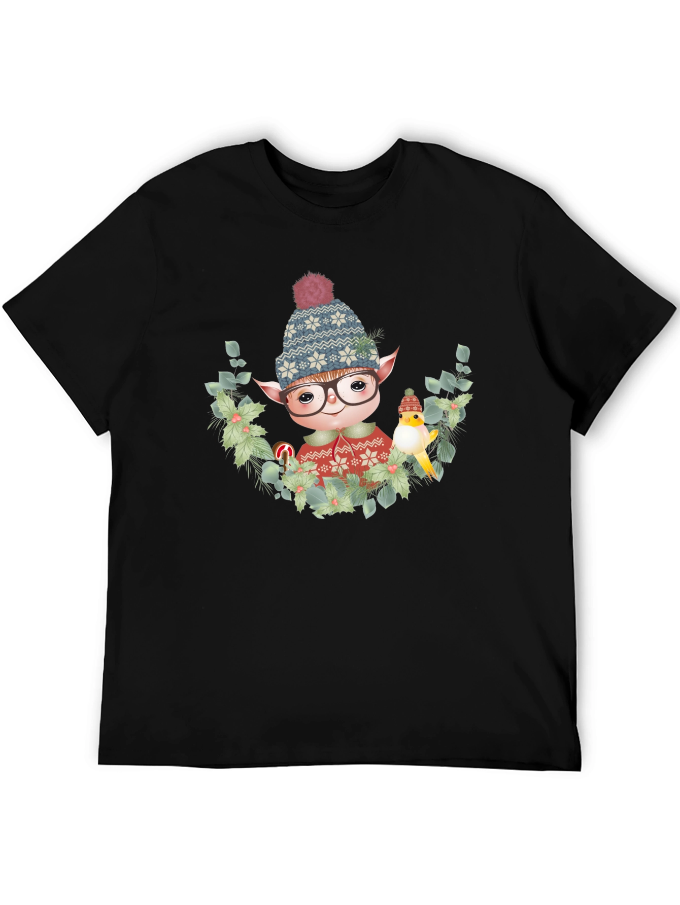 Festive Elf Graphic T-Shirt - Holiday Cheer