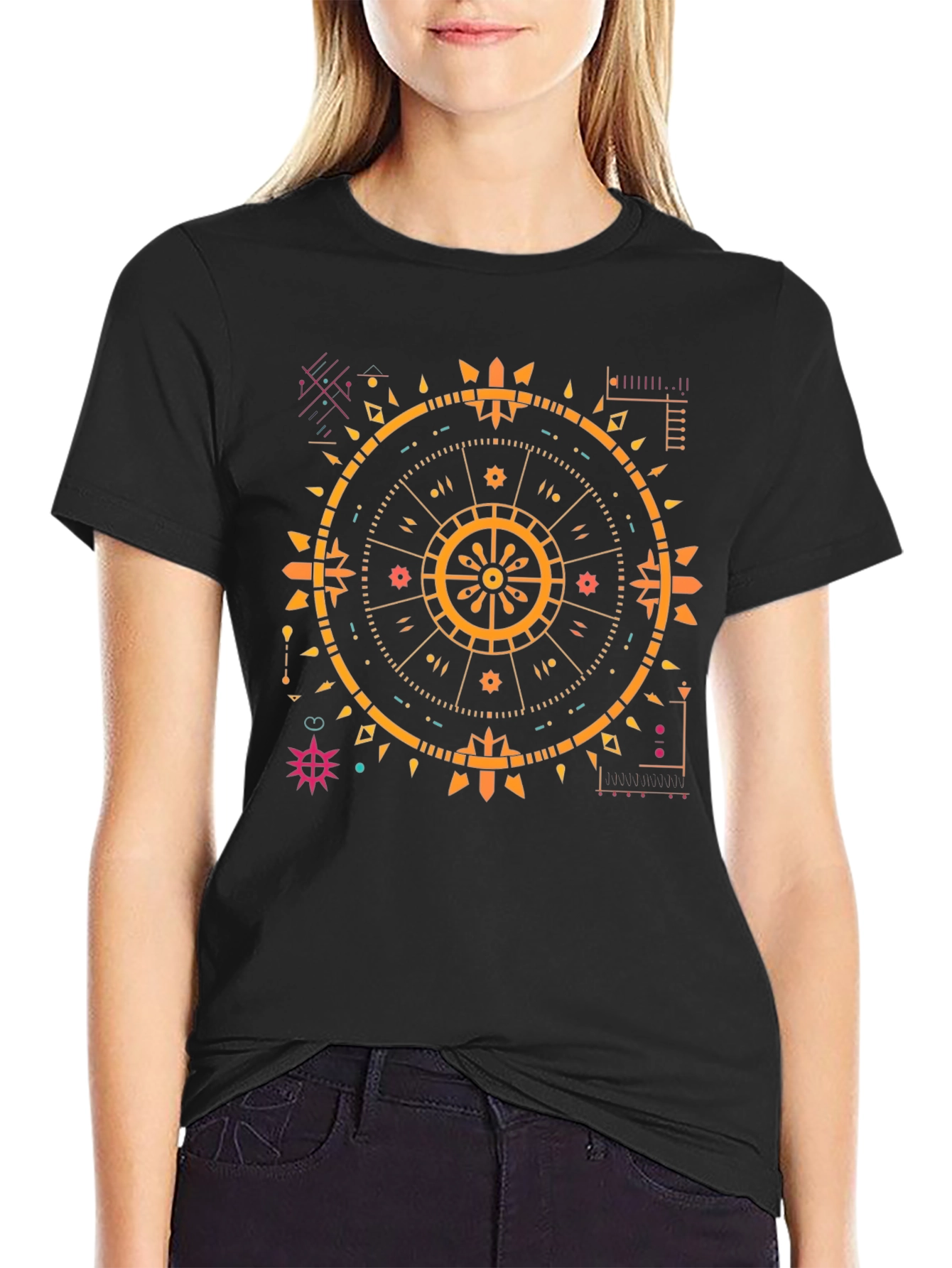 Geometric Print Black T-Shirt