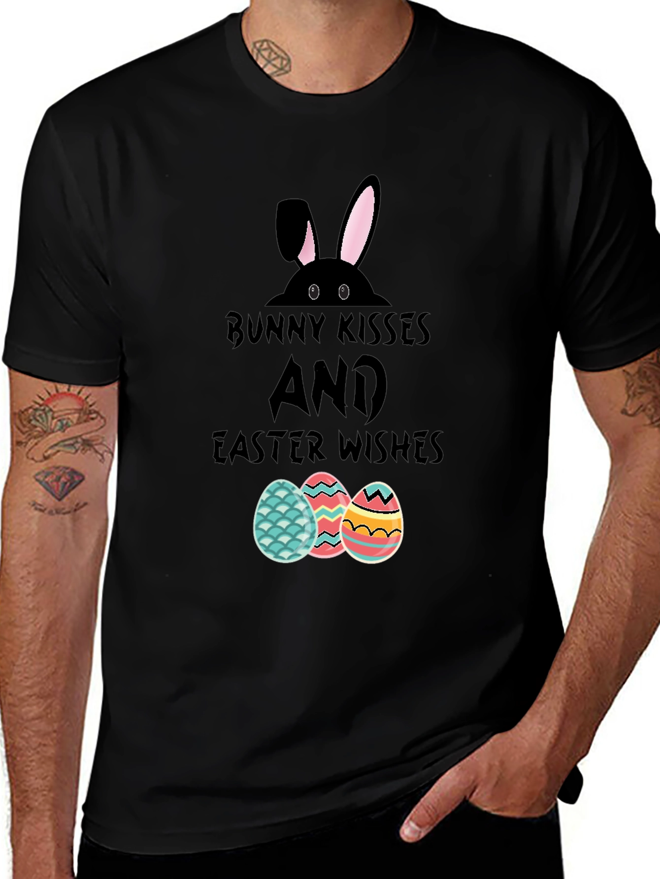 Bunny Kisses Easter Wishes Graphic T-Shirt
