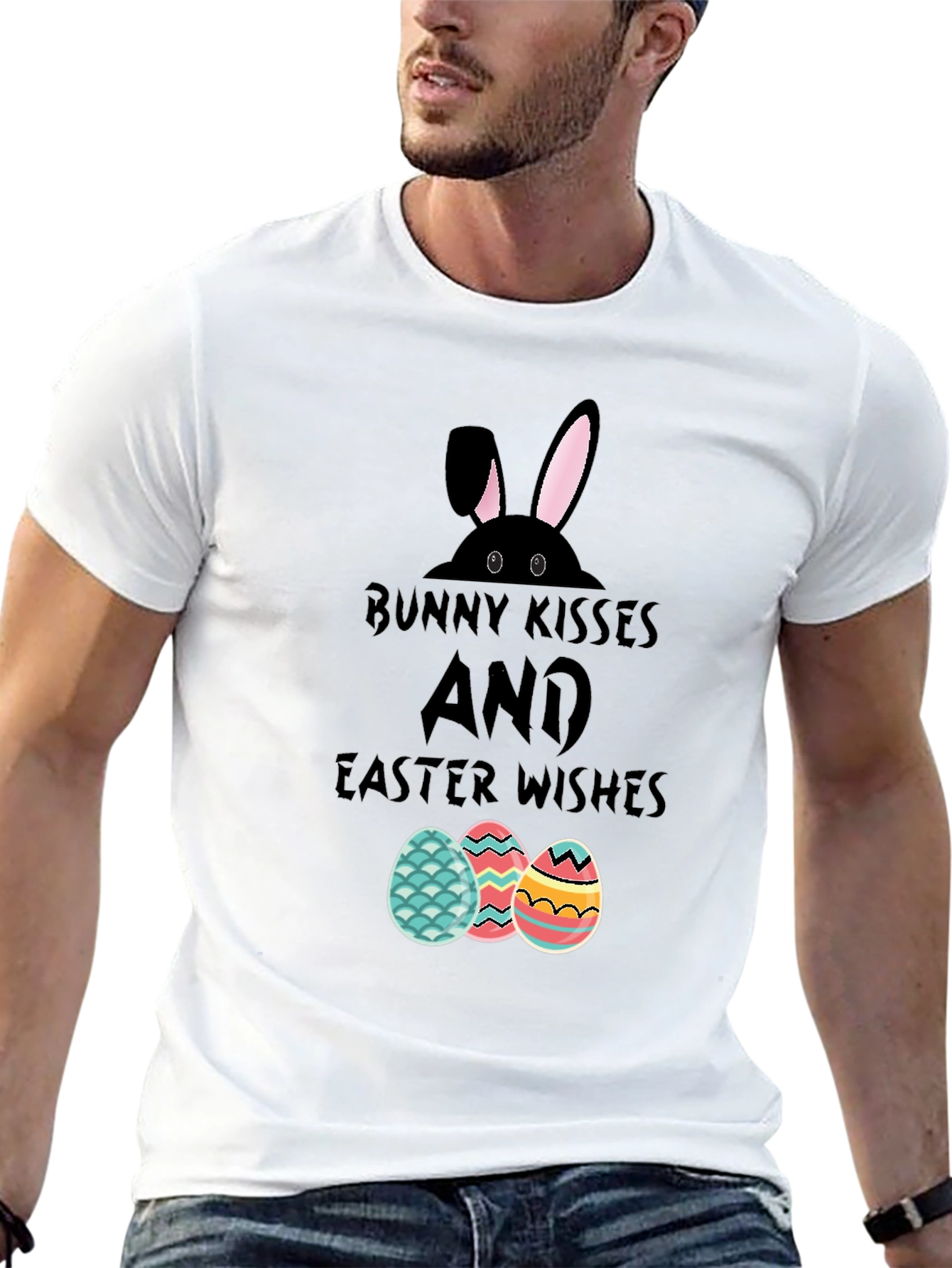 Bunny Kisses Easter Wishes Graphic T-Shirt