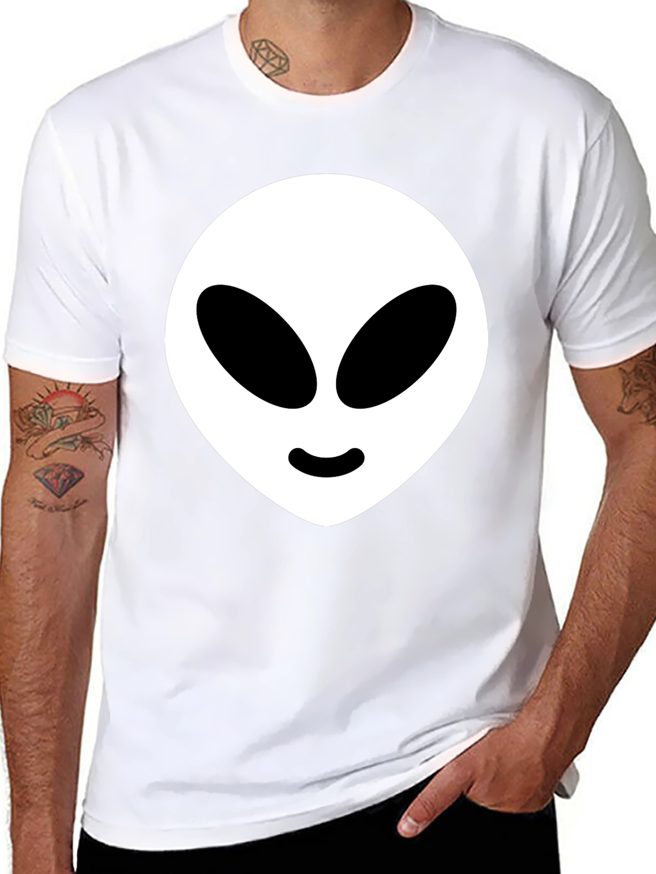Alien Head Graphic Tee - Black Cotton Blend