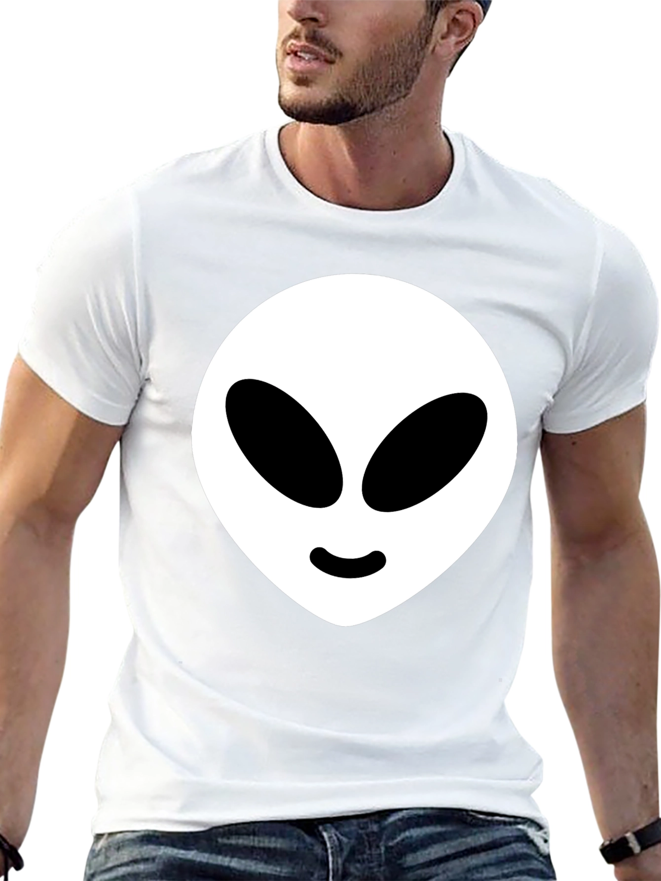 Alien Head Graphic Tee - Black Cotton Blend