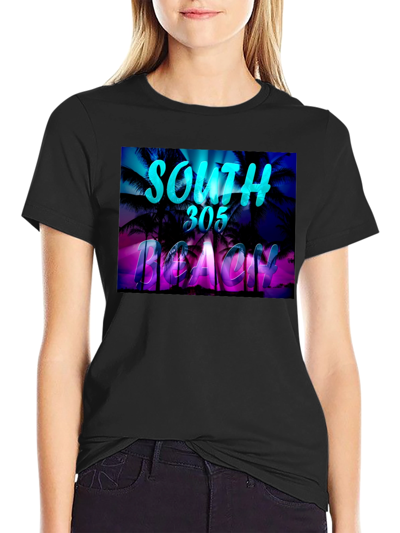 South 305 Beach T-Shirt - Palm Tree Design