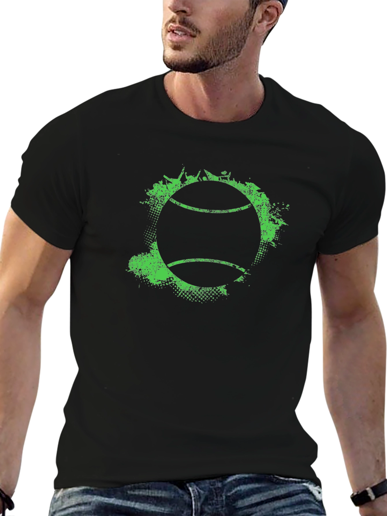 Tennis Ball Graphic Tee - Grunge Style