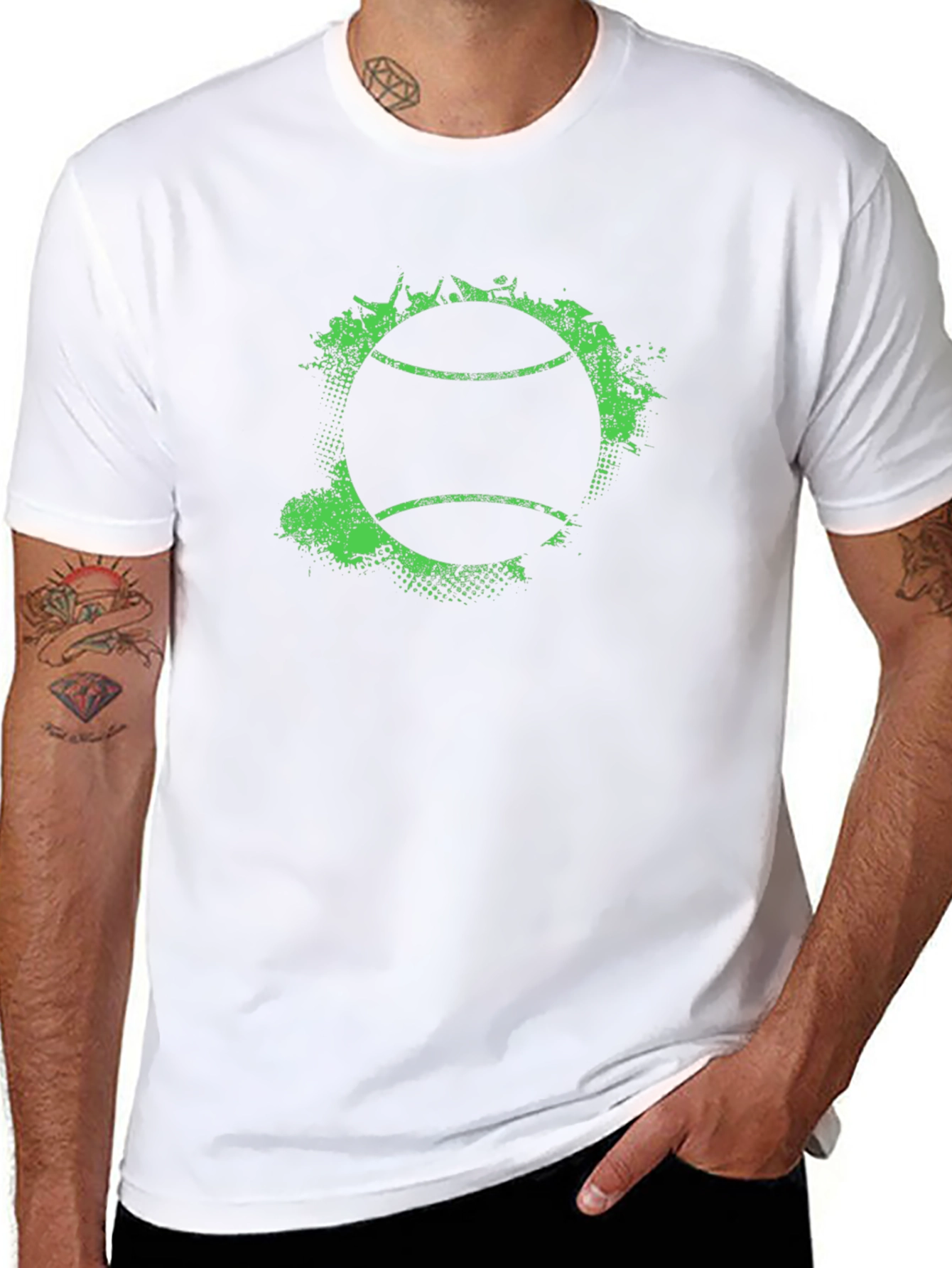 Tennis Ball Graphic Tee - Grunge Style