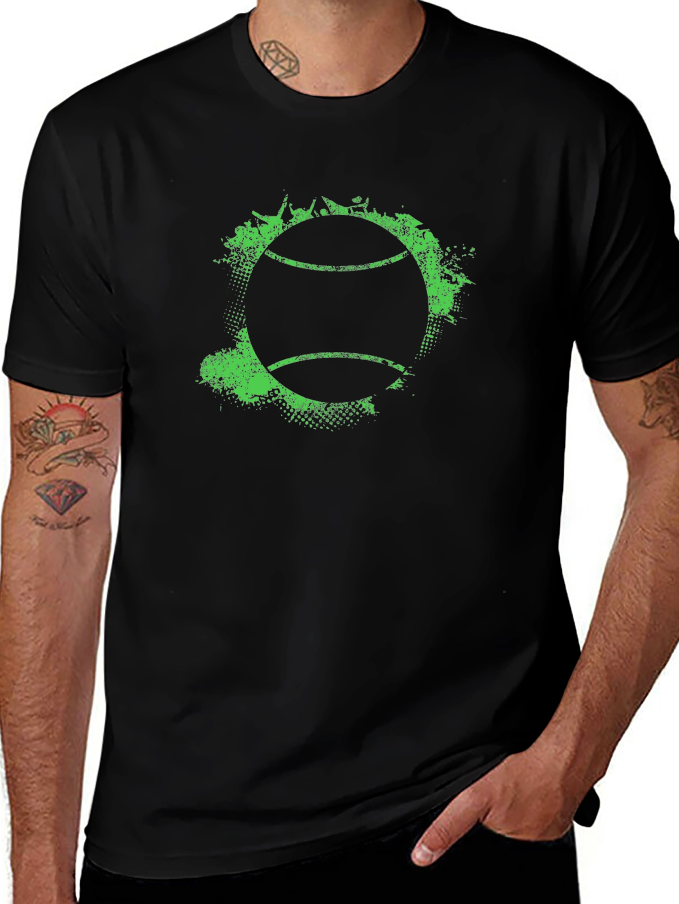 Tennis Ball Graphic Tee - Grunge Style