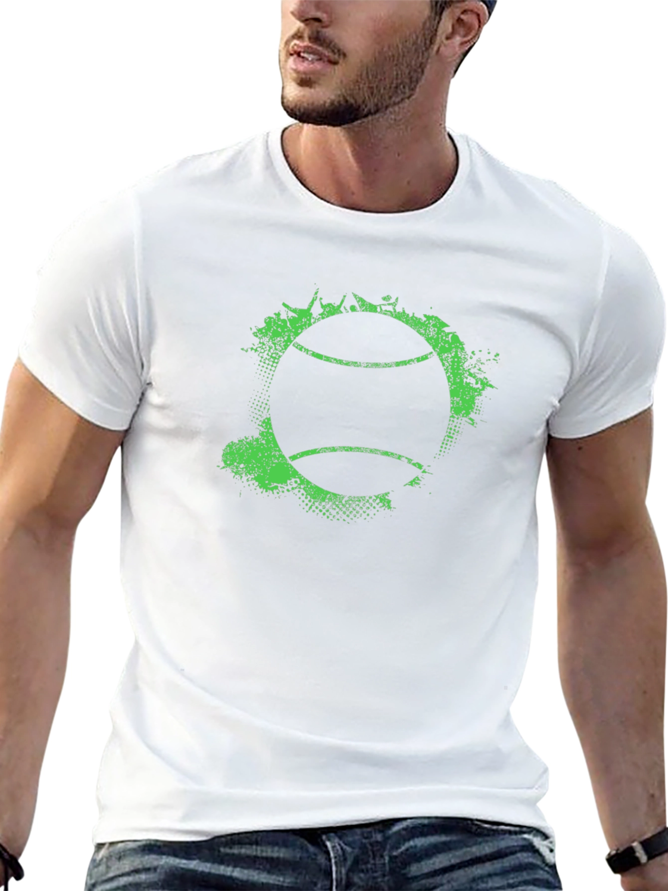 Tennis Ball Graphic Tee - Grunge Style