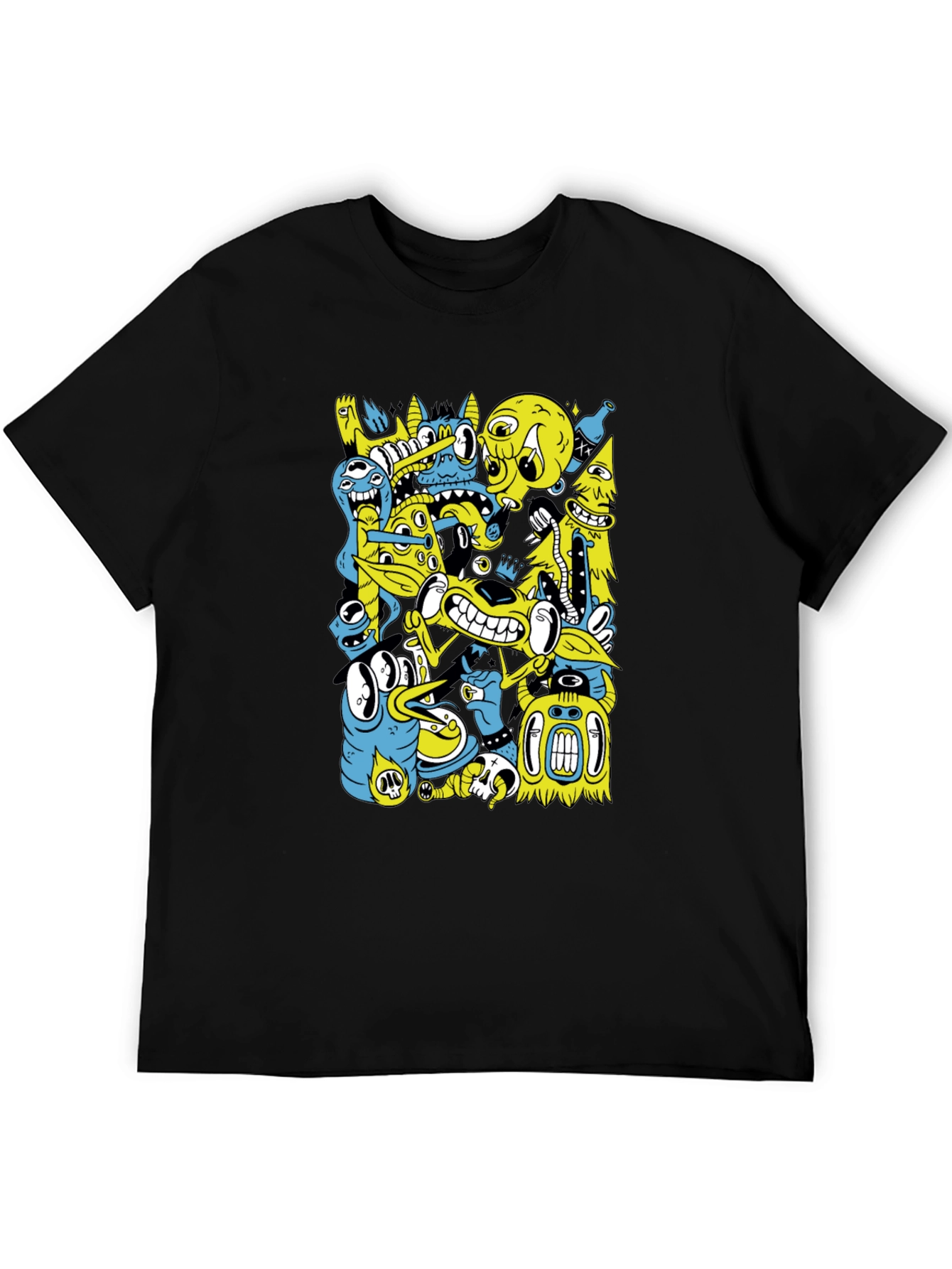 Cartoon Creature Graphic Black T-Shirt