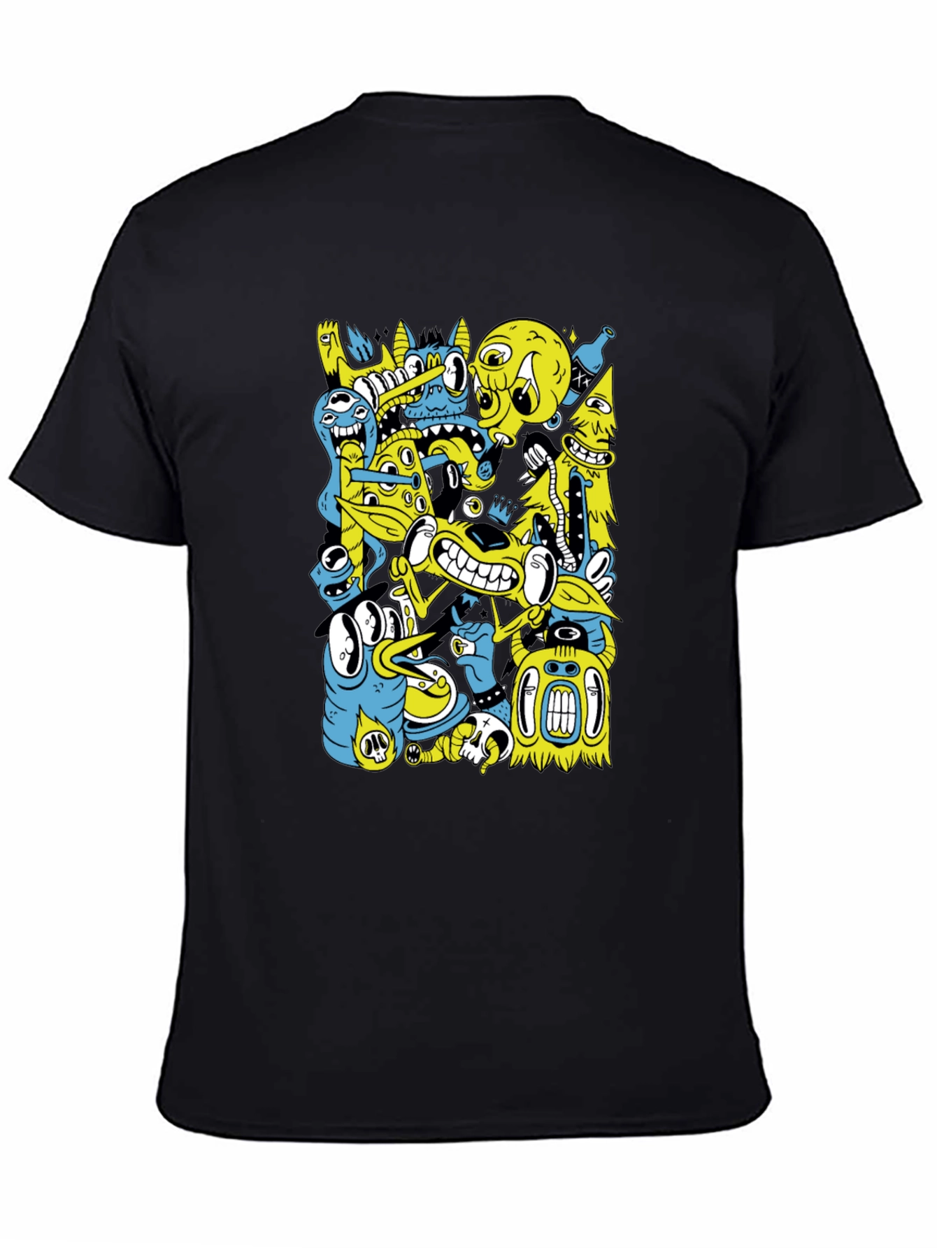 Cartoon Creature Graphic Black T-Shirt