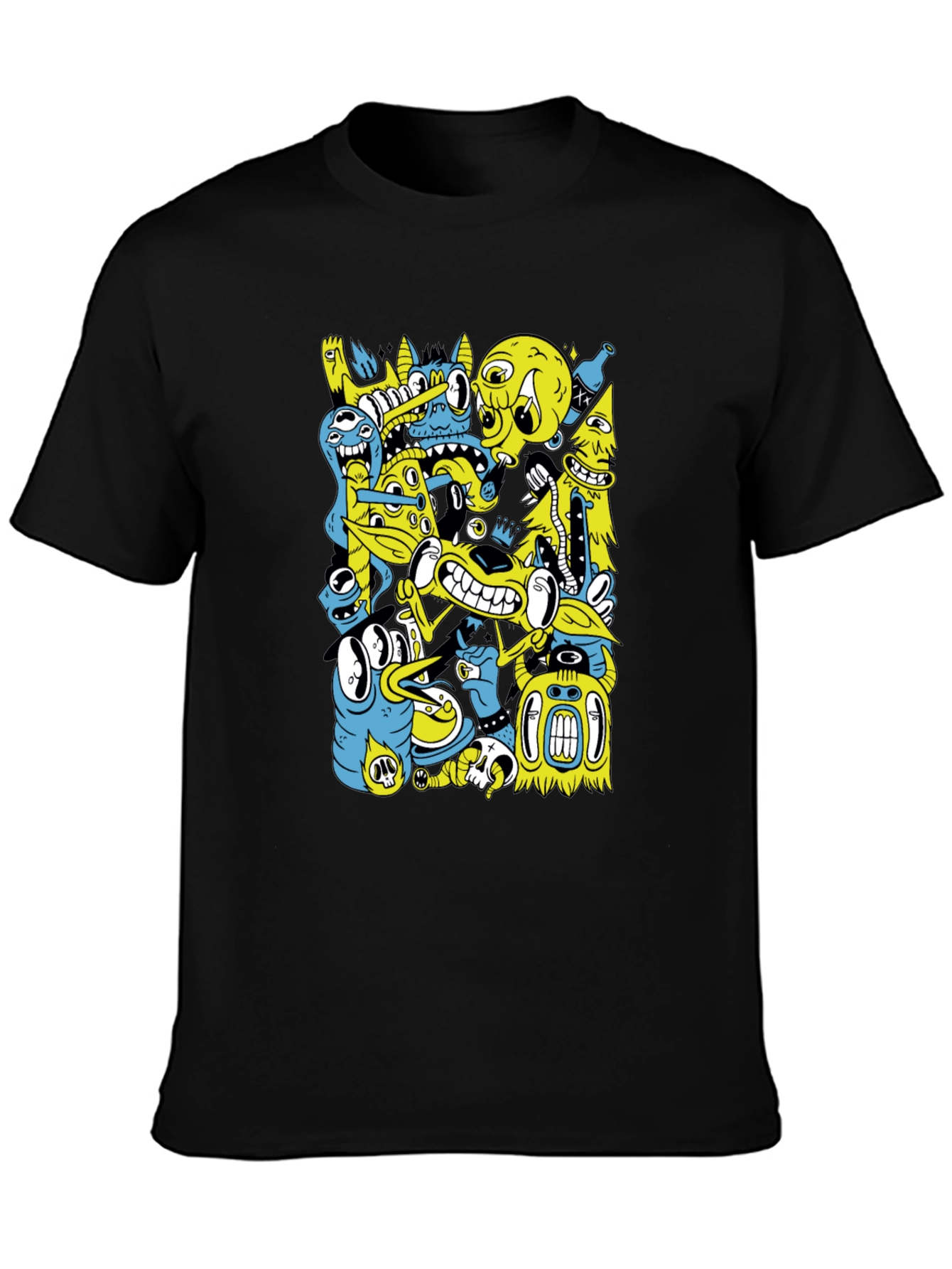Cartoon Creature Graphic Black T-Shirt