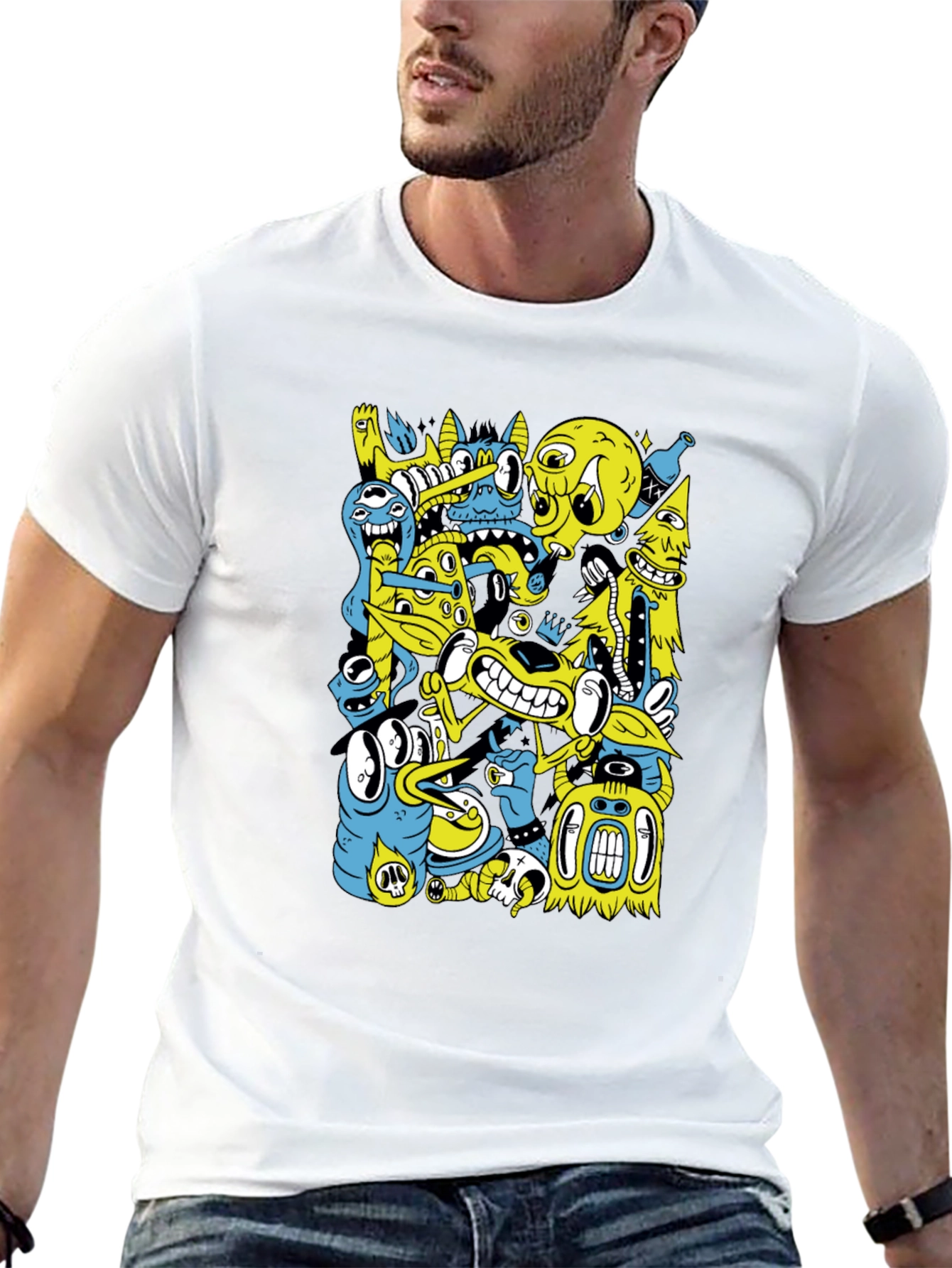 Cartoon Creature Graphic Black T-Shirt