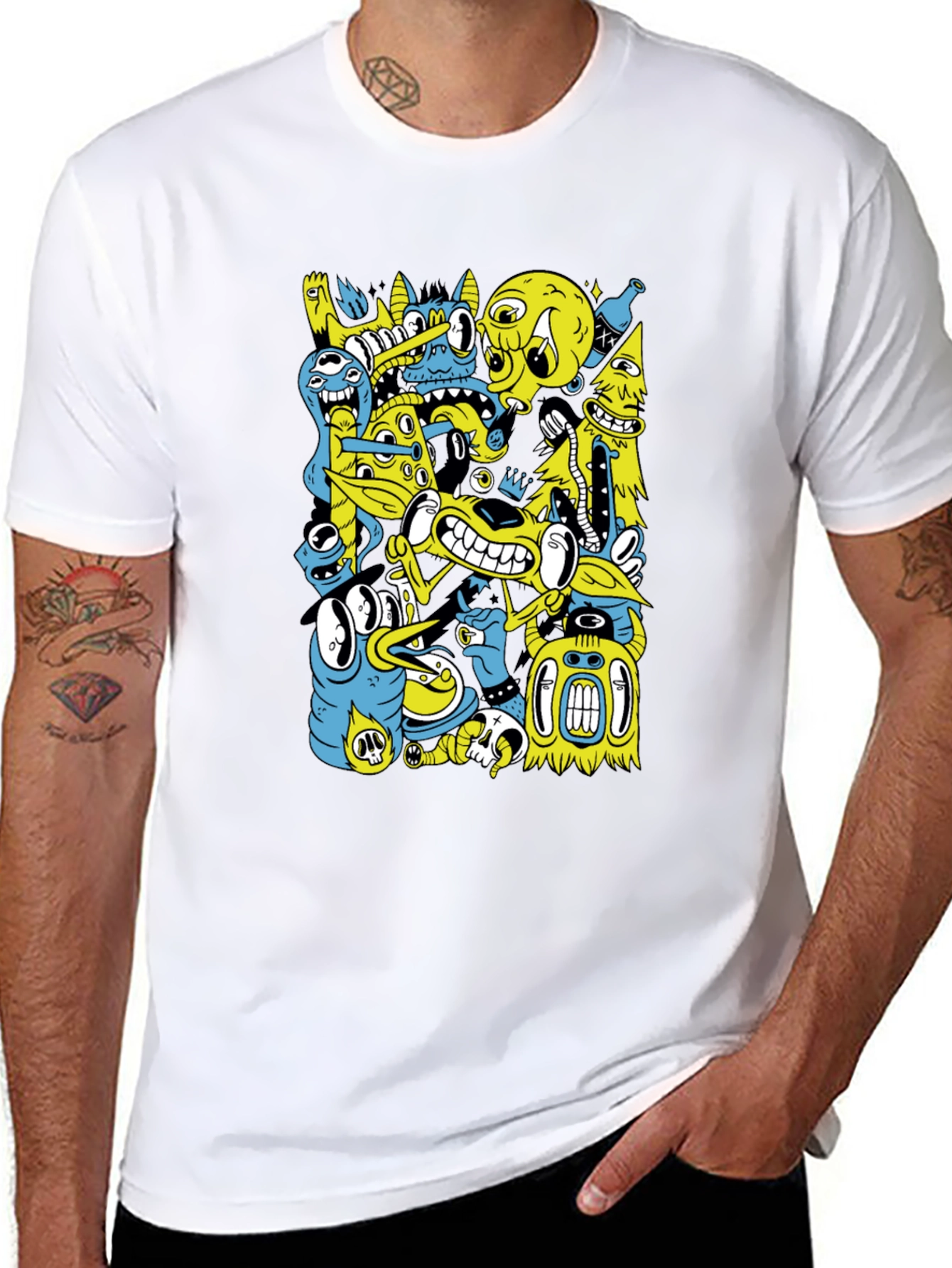 Cartoon Creature Graphic Black T-Shirt