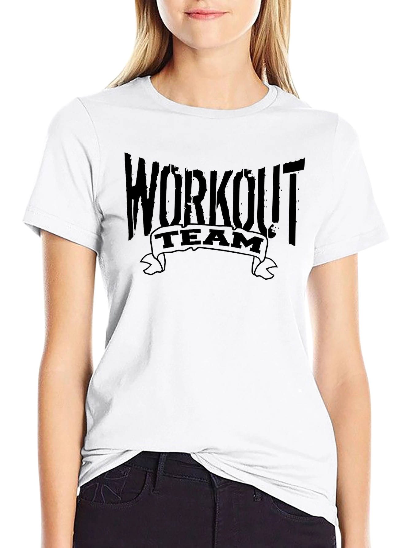 Workout Team Graphic Tee - Black Cotton T-Shirt