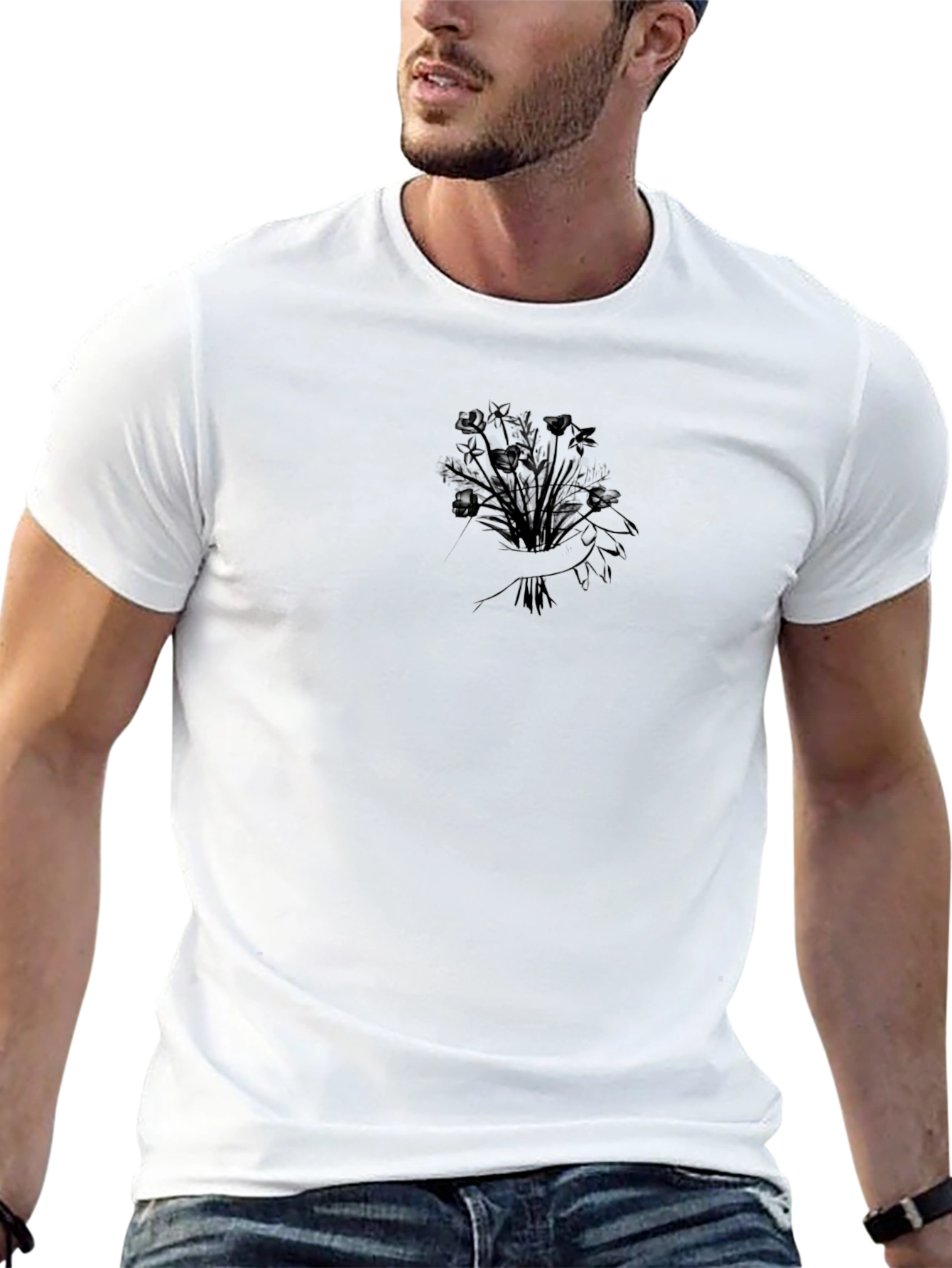 Black Floral Bouquet Graphic Tee