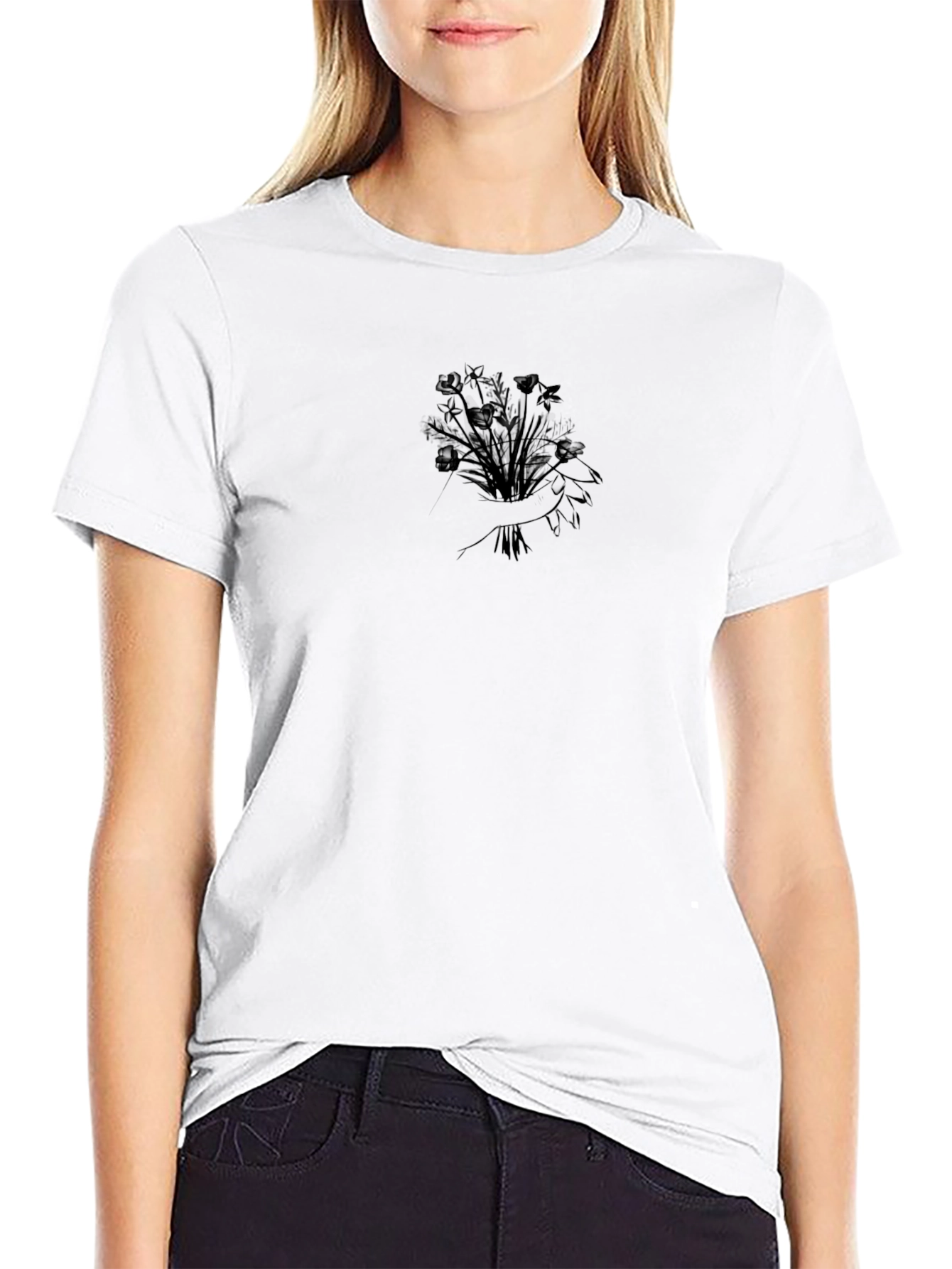 Black Floral Bouquet Graphic Tee