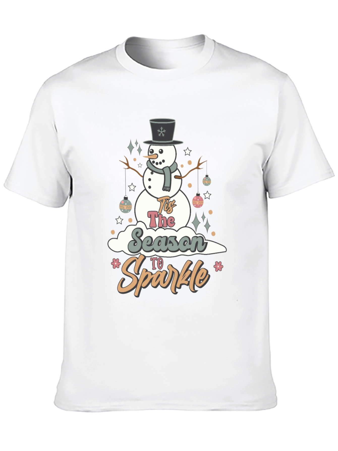 Festive Tis The Season To Sparkle Snowman Graphic Tee