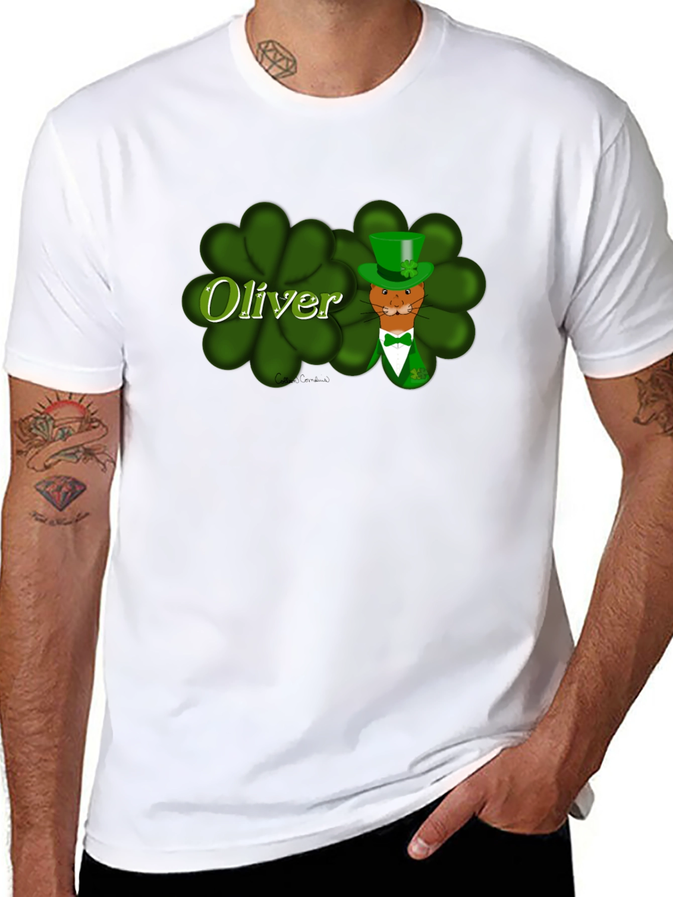 Oliver St. Patricks Day Cat Black T-Shirt