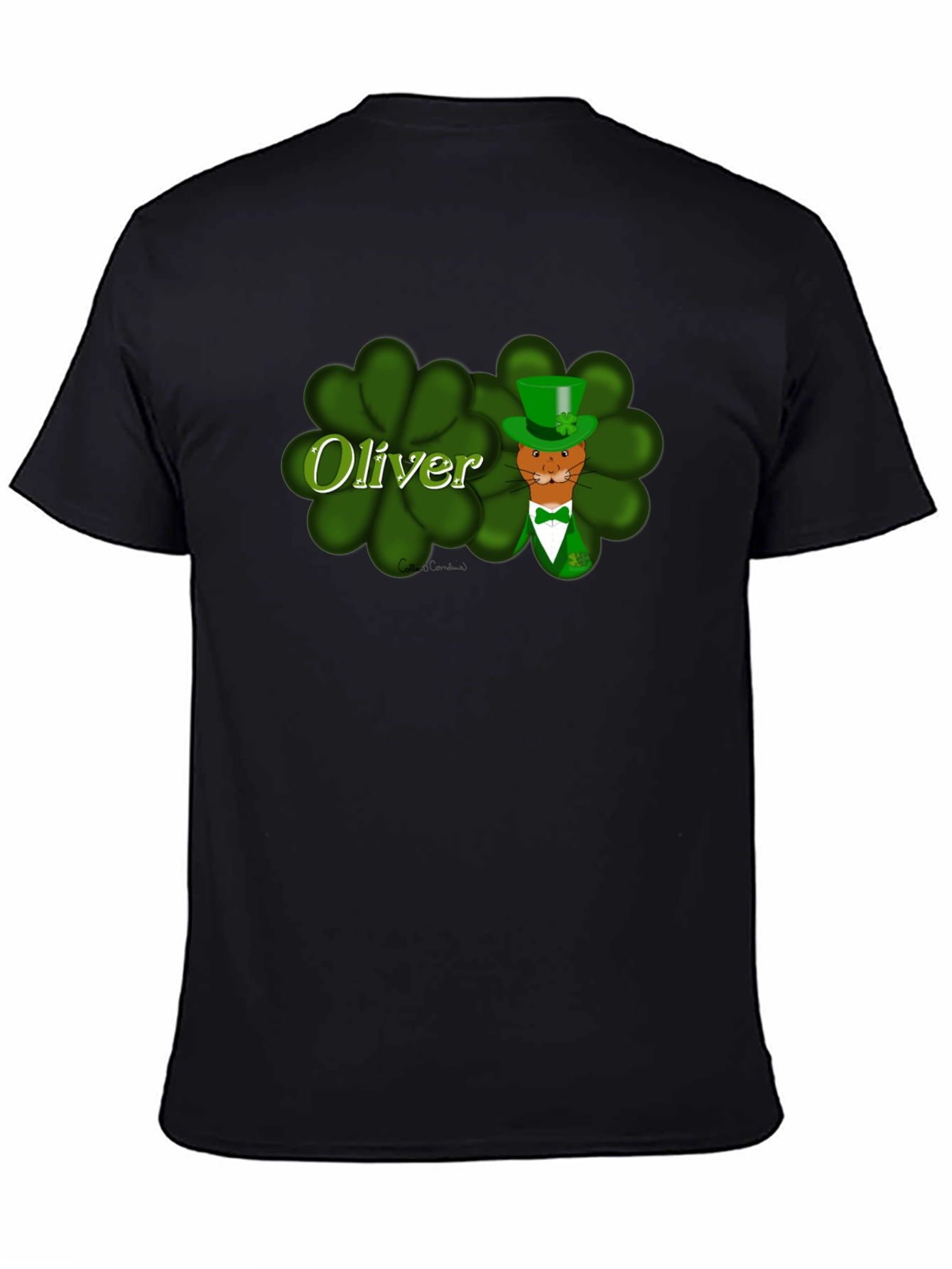 Oliver St. Patricks Day Cat Black T-Shirt