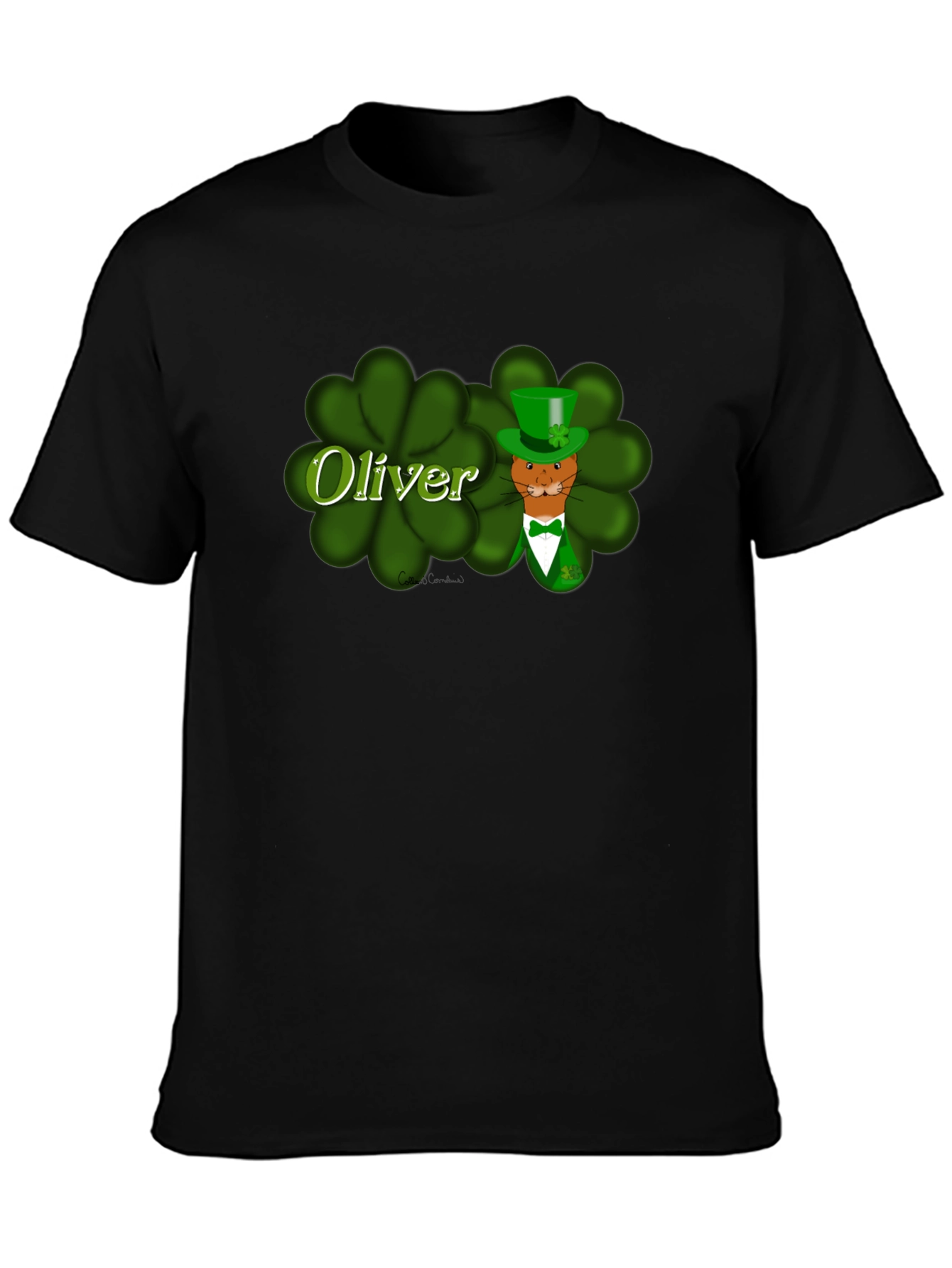 Oliver St. Patricks Day Cat Black T-Shirt