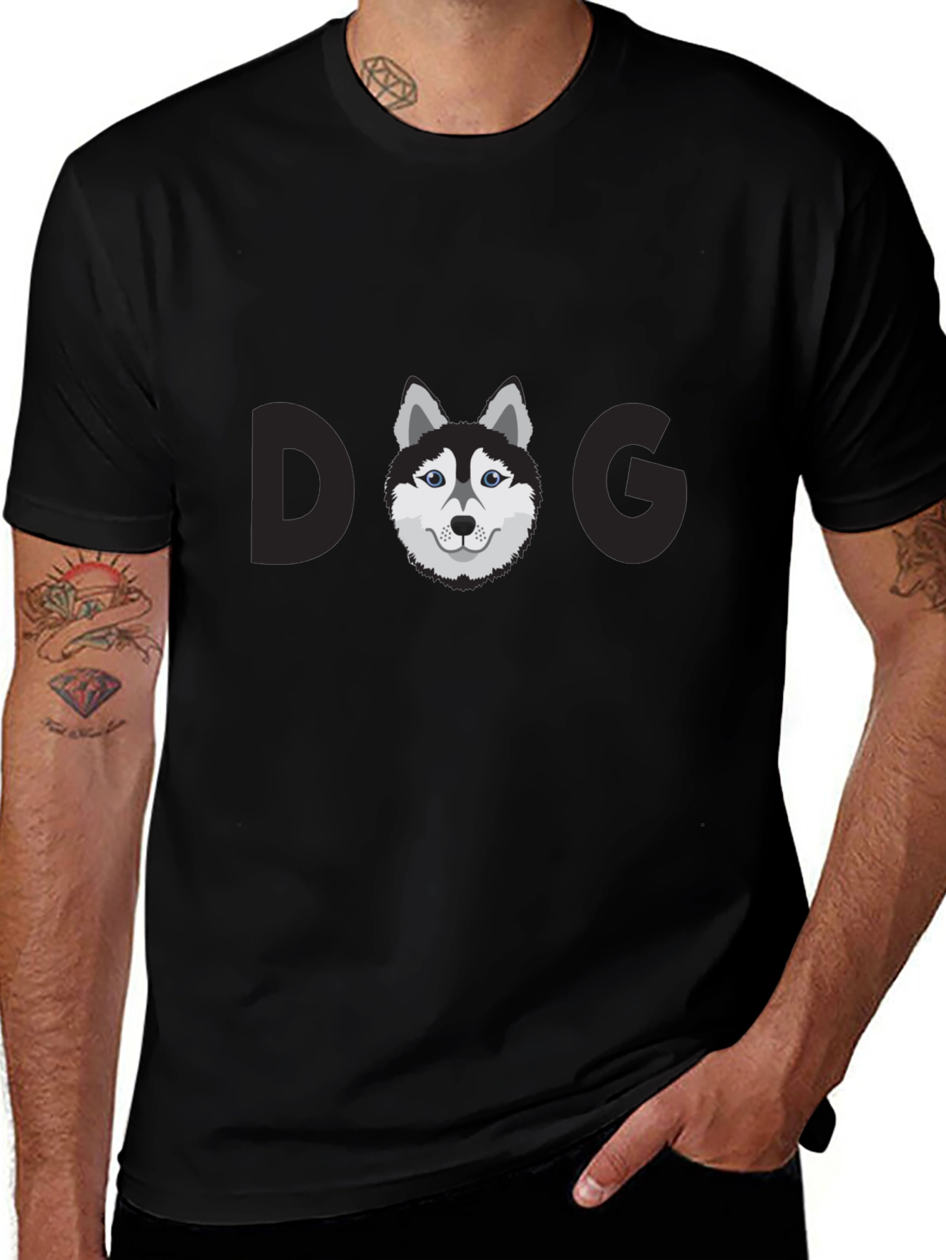 Dog Graphic Print Black T-Shirt