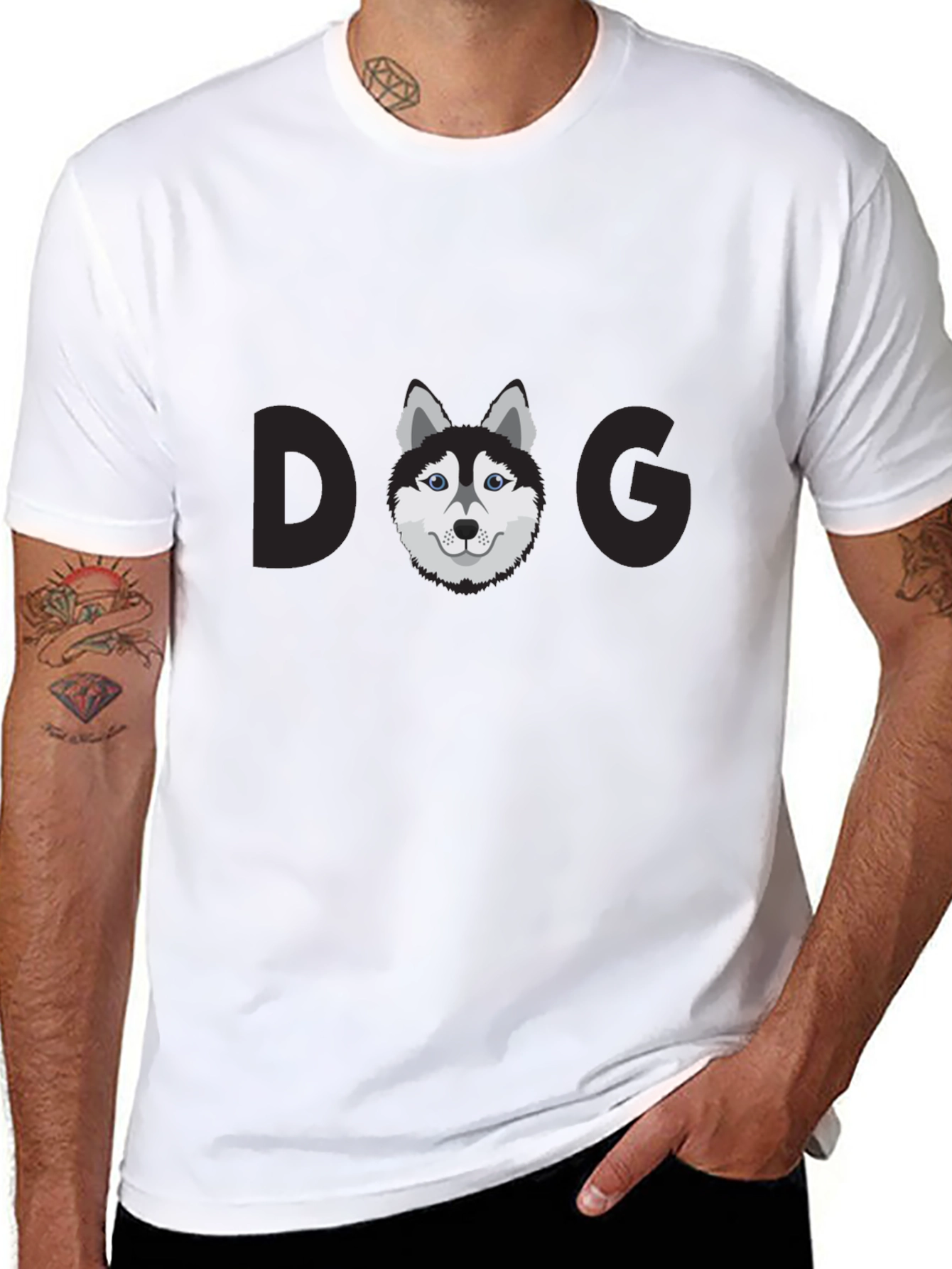 Dog Graphic Print Black T-Shirt