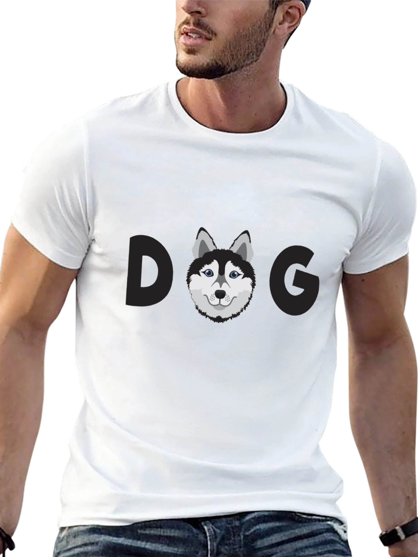 Dog Graphic Print Black T-Shirt