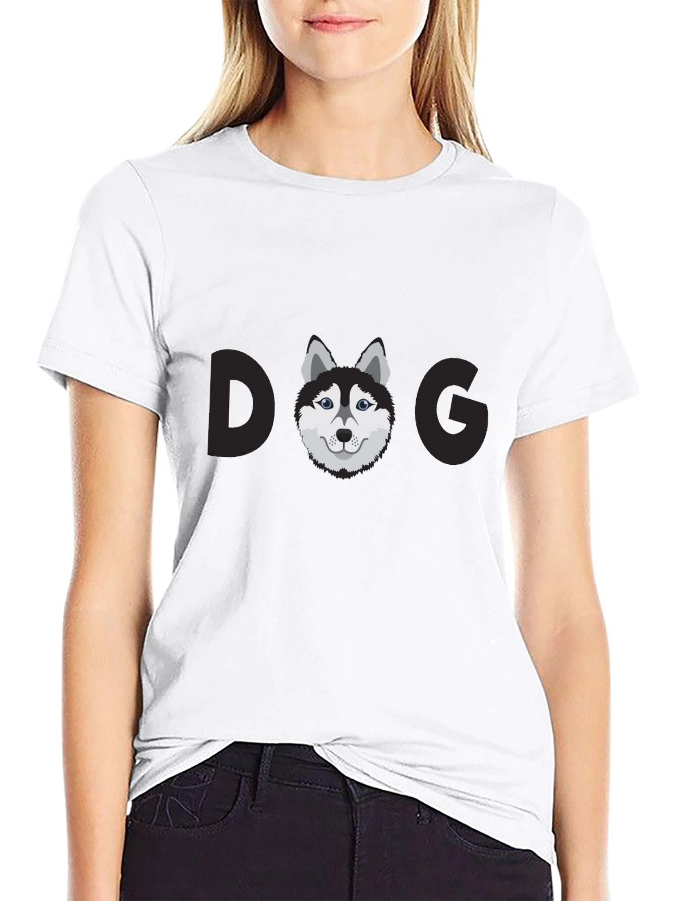 Dog Graphic Print Black T-Shirt