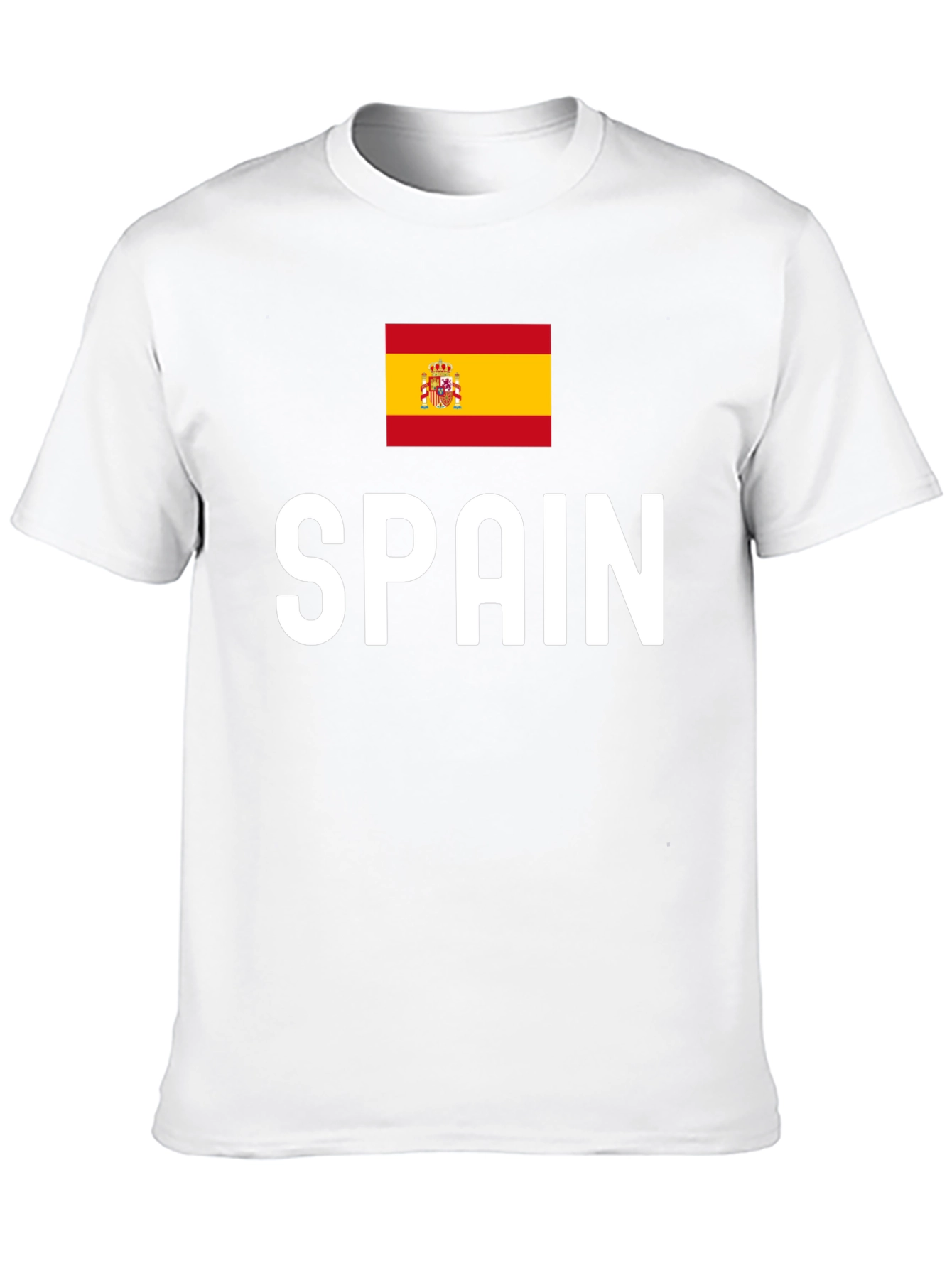 Spain Flag Graphic Tee - Black Cotton T-Shirt