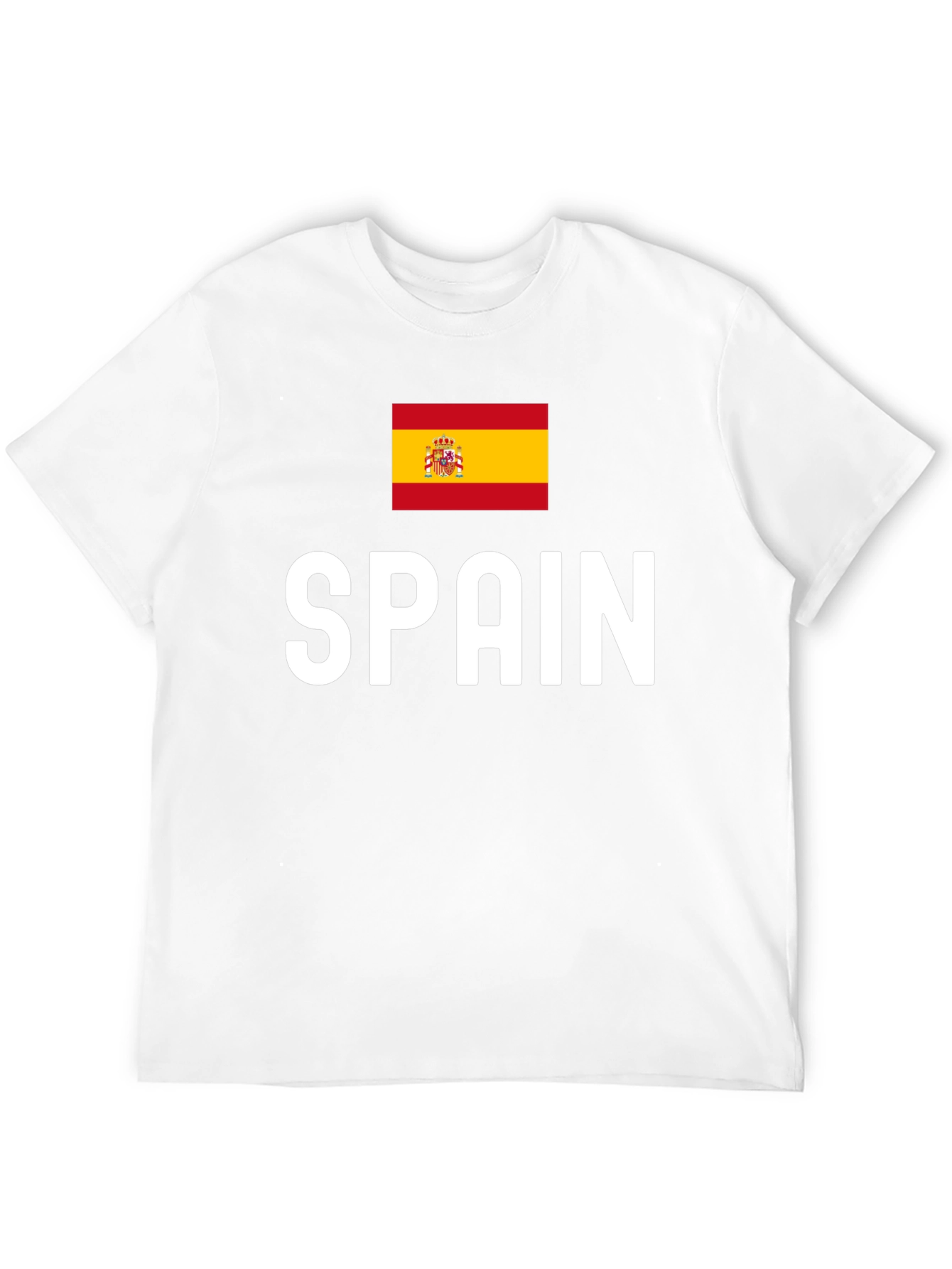 Spain Flag Graphic Tee - Black Cotton T-Shirt