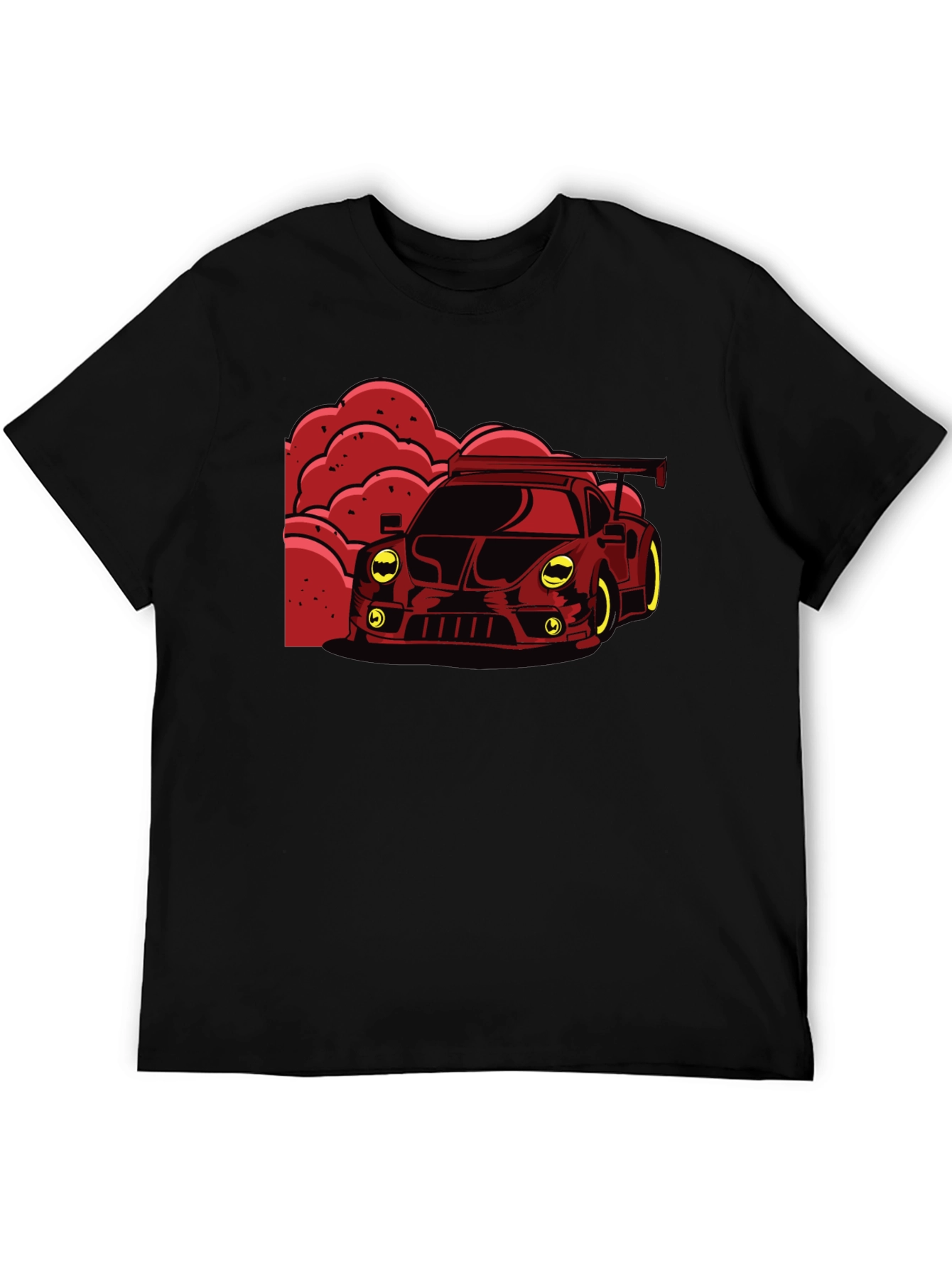 Red Race Car Graphic Black T-Shirt