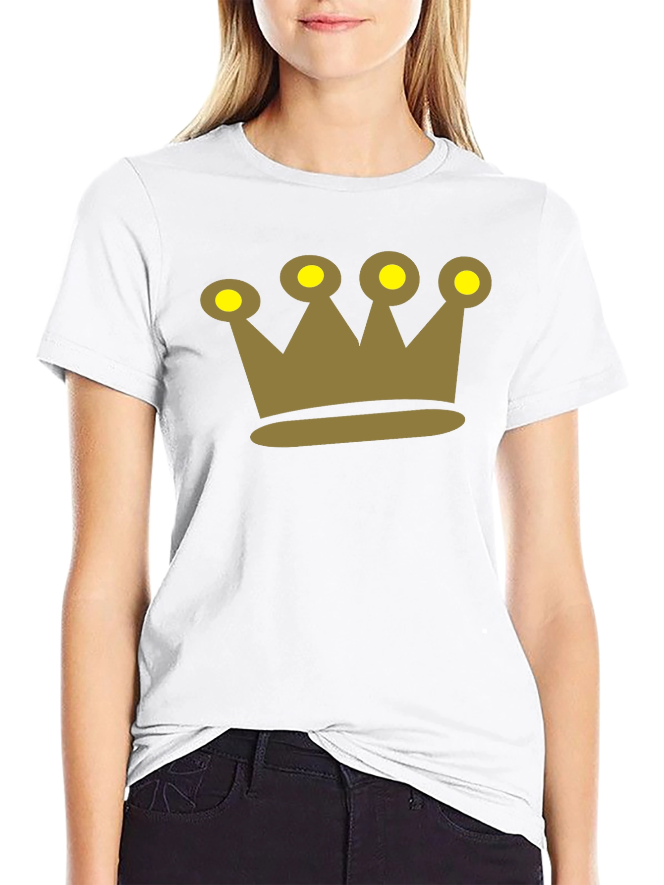Crown Graphic Tee - Black Cotton Casual Shirt