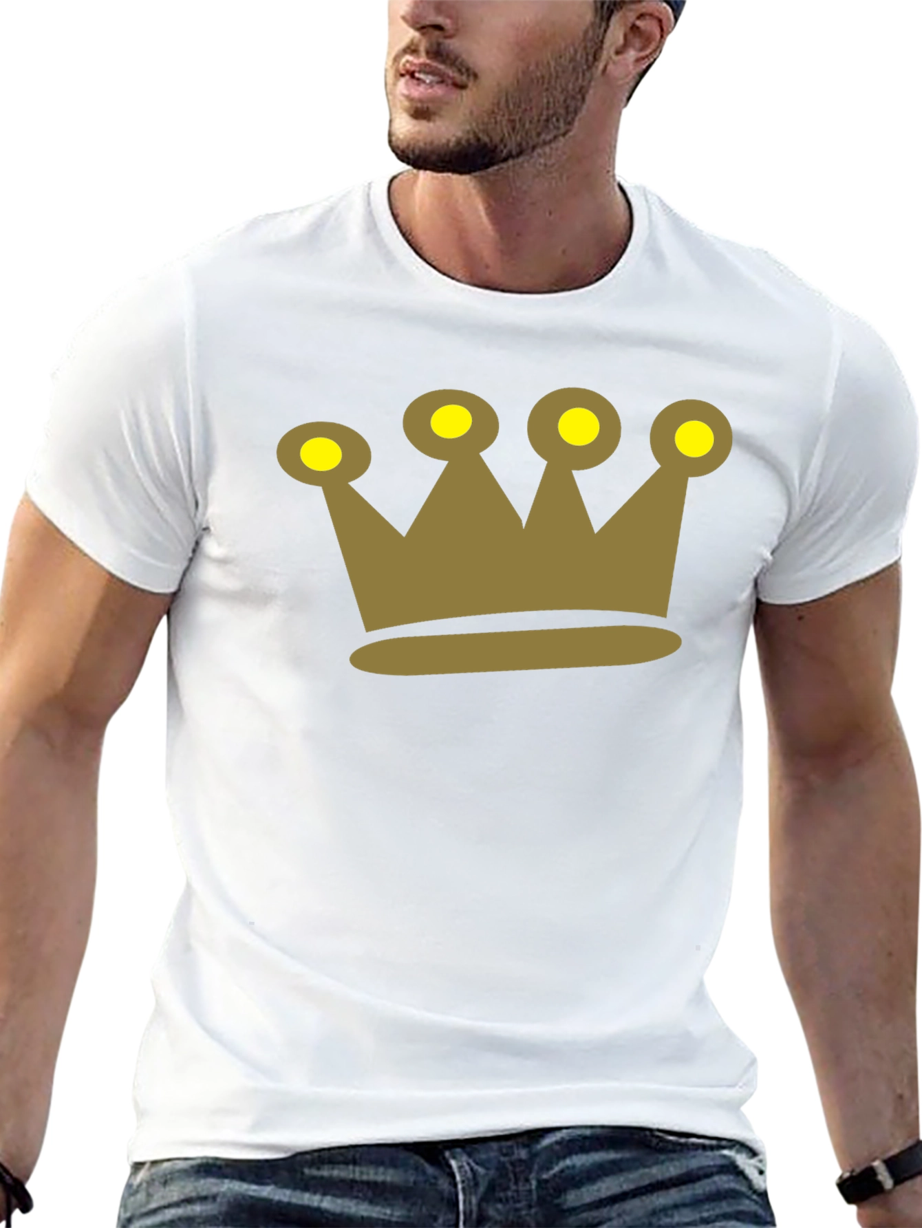 Crown Graphic Tee - Black Cotton Casual Shirt