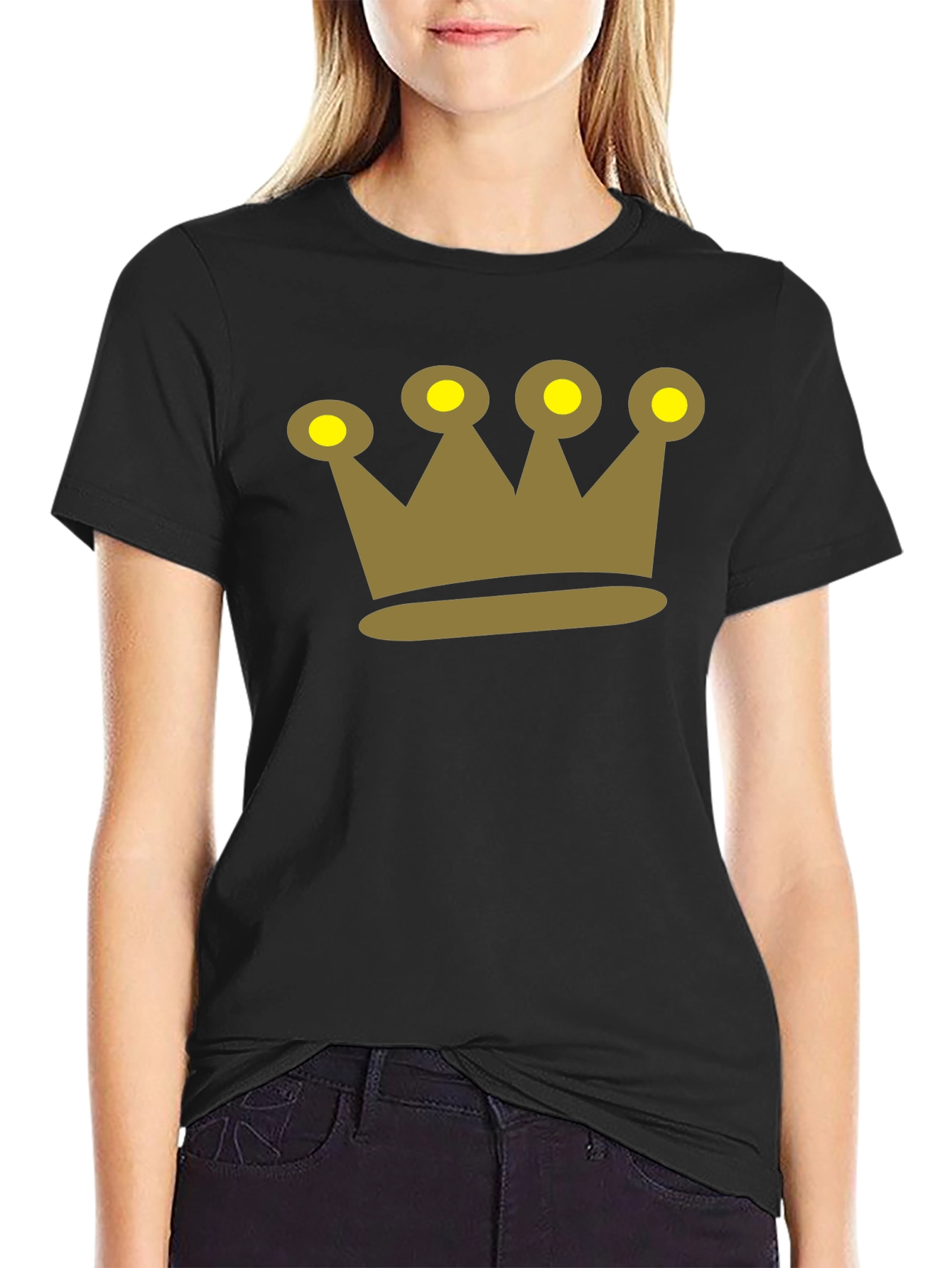 Crown Graphic Tee - Black Cotton Casual Shirt