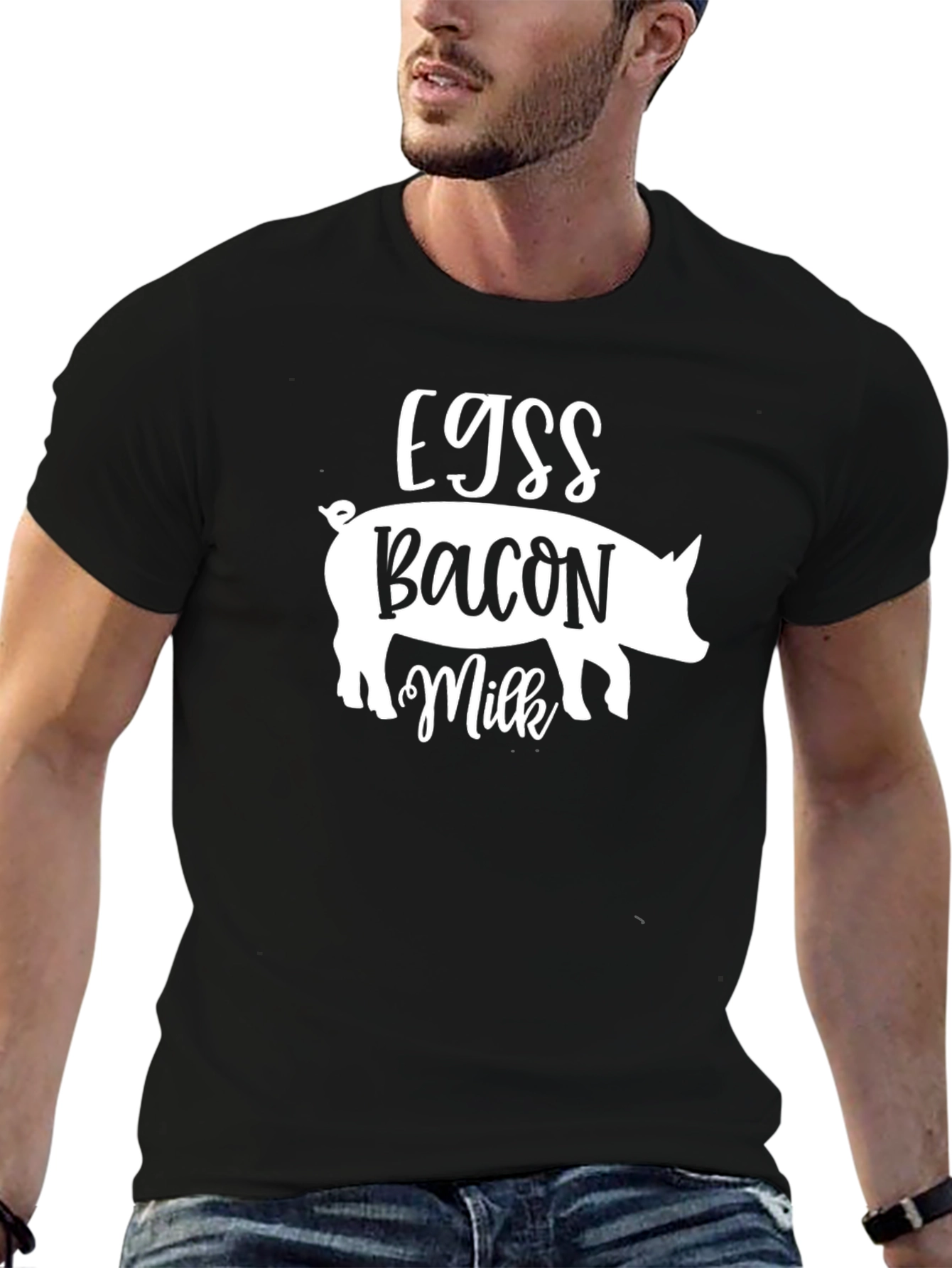 Eggs Bacon Milk Pig Graphic T-Shirt - Unisex