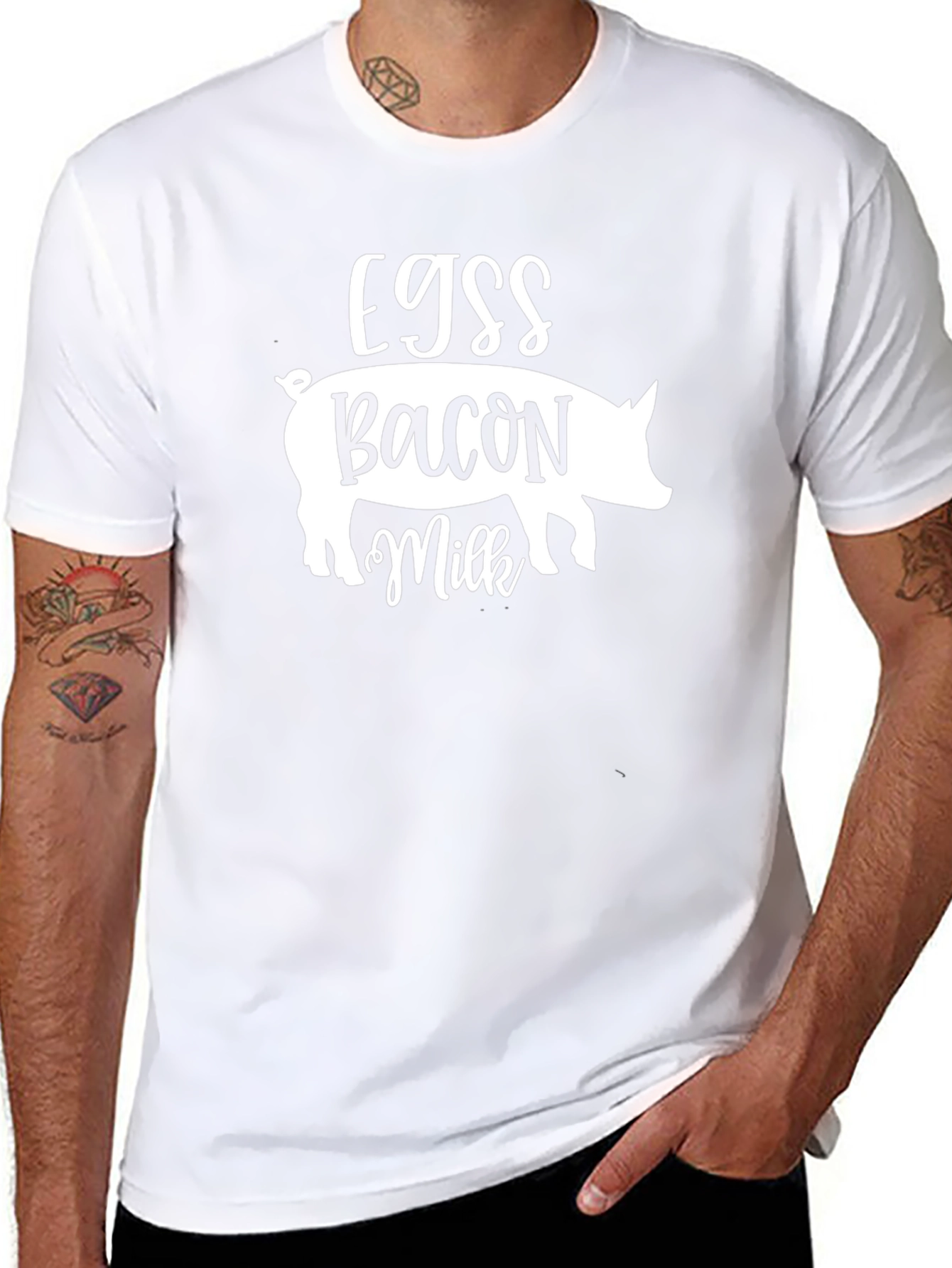 Eggs Bacon Milk Pig Graphic T-Shirt - Unisex
