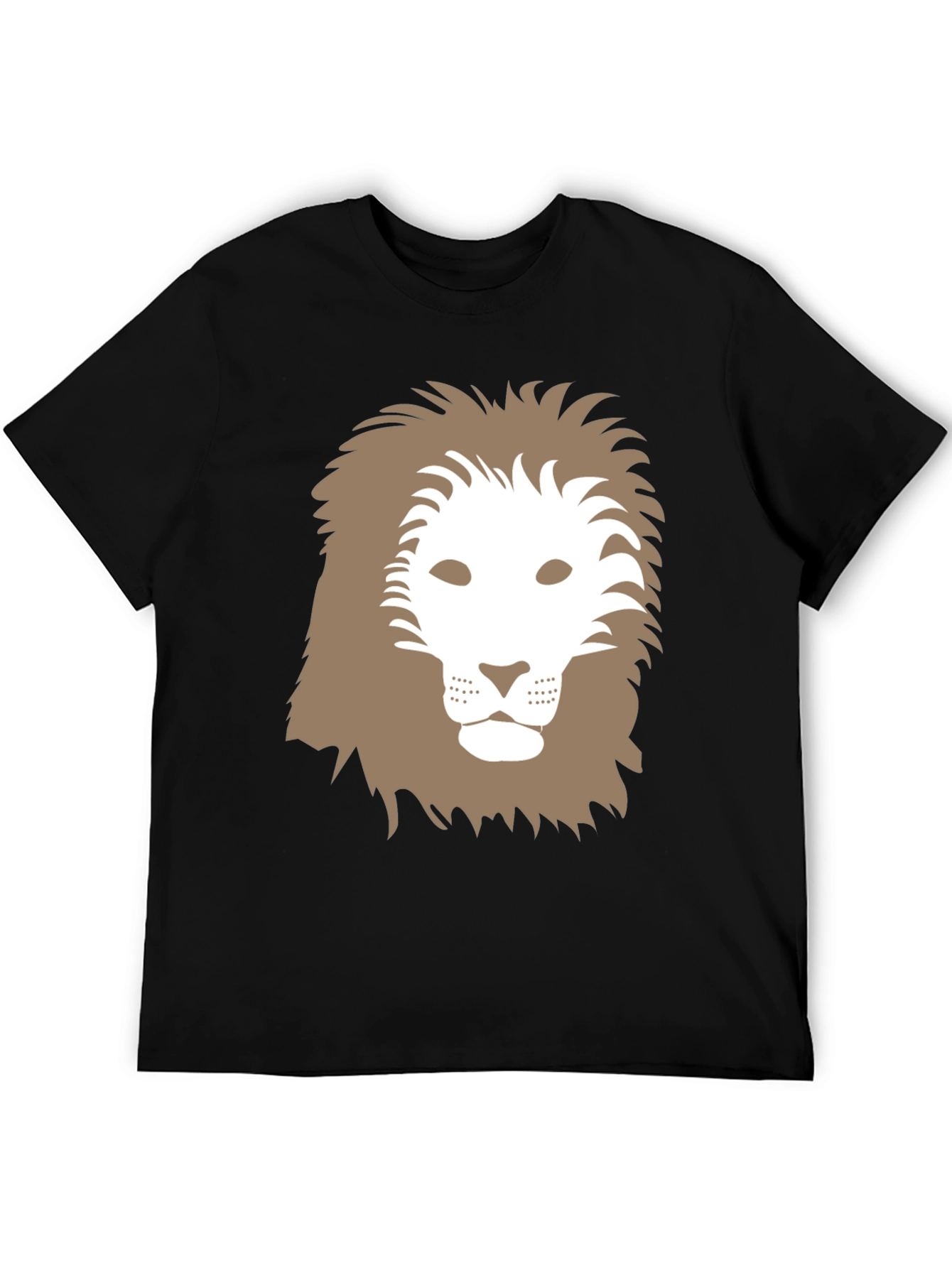 Lion Graphic Tee - Black Cotton Casual Shirt