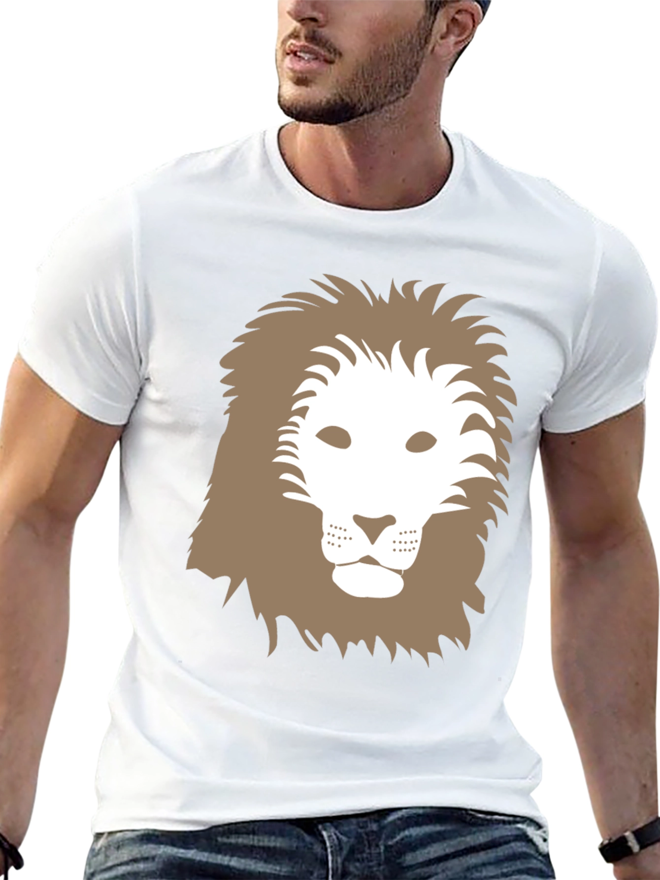 Lion Graphic Tee - Black Cotton Casual Shirt
