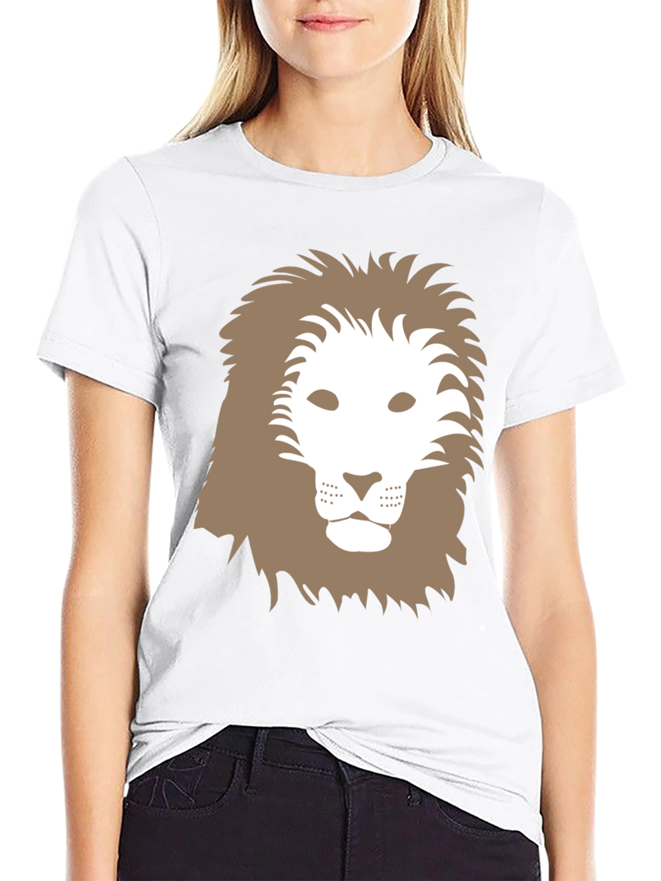 Lion Graphic Tee - Black Cotton Casual Shirt