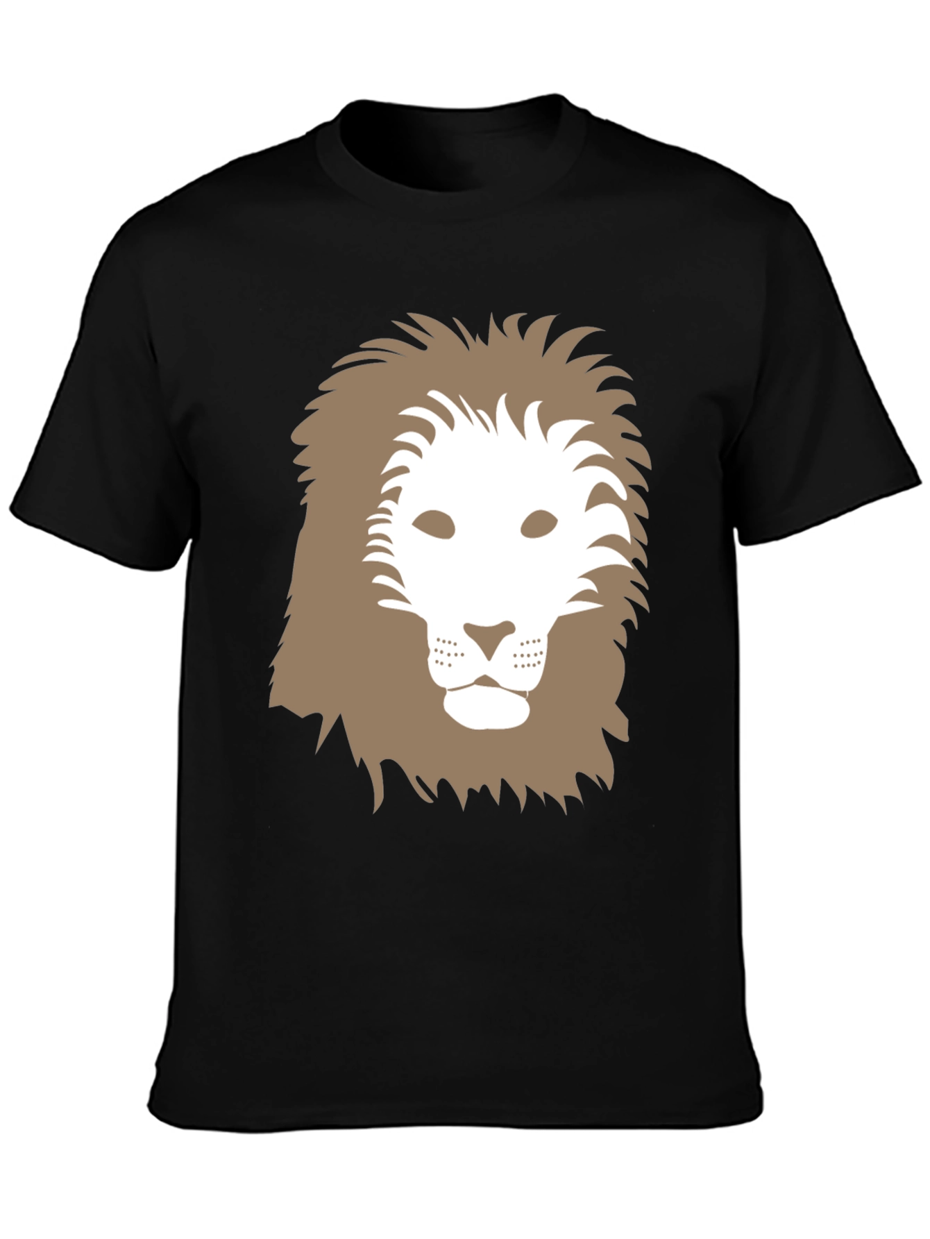 Lion Graphic Tee - Black Cotton Casual Shirt
