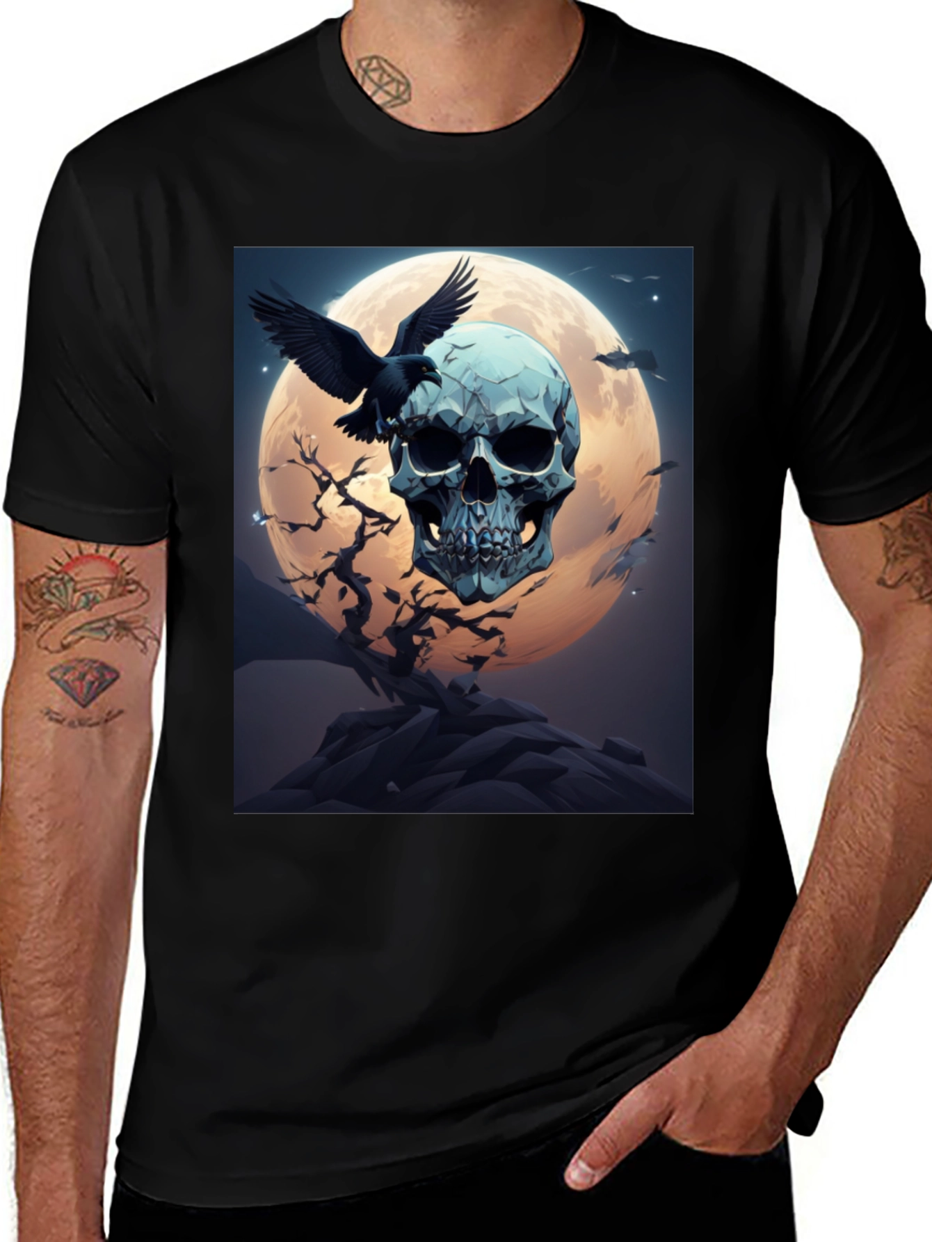 Skull & Raven Graphic Tee - Dark Moon Design