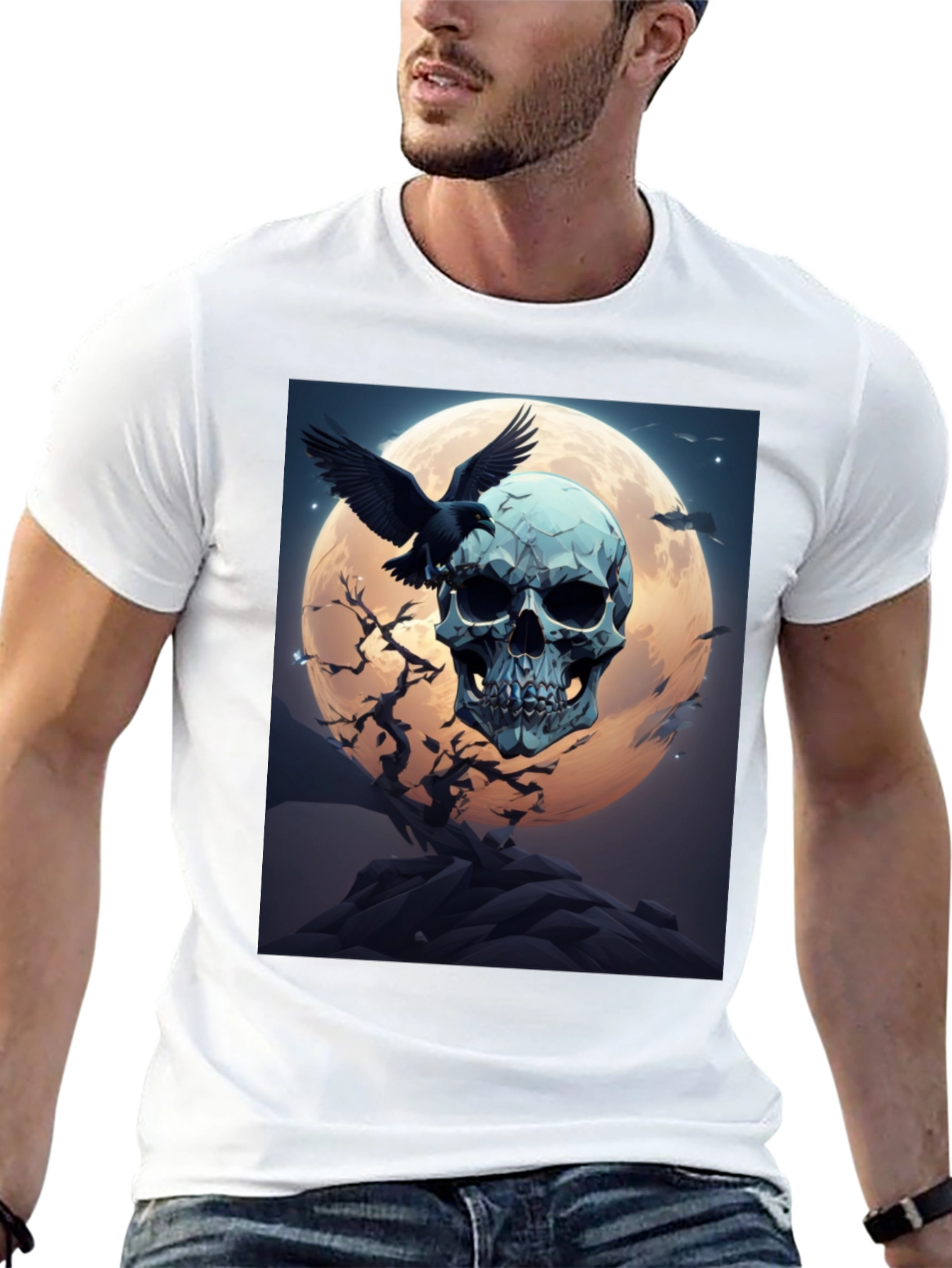 Skull & Raven Graphic Tee - Dark Moon Design