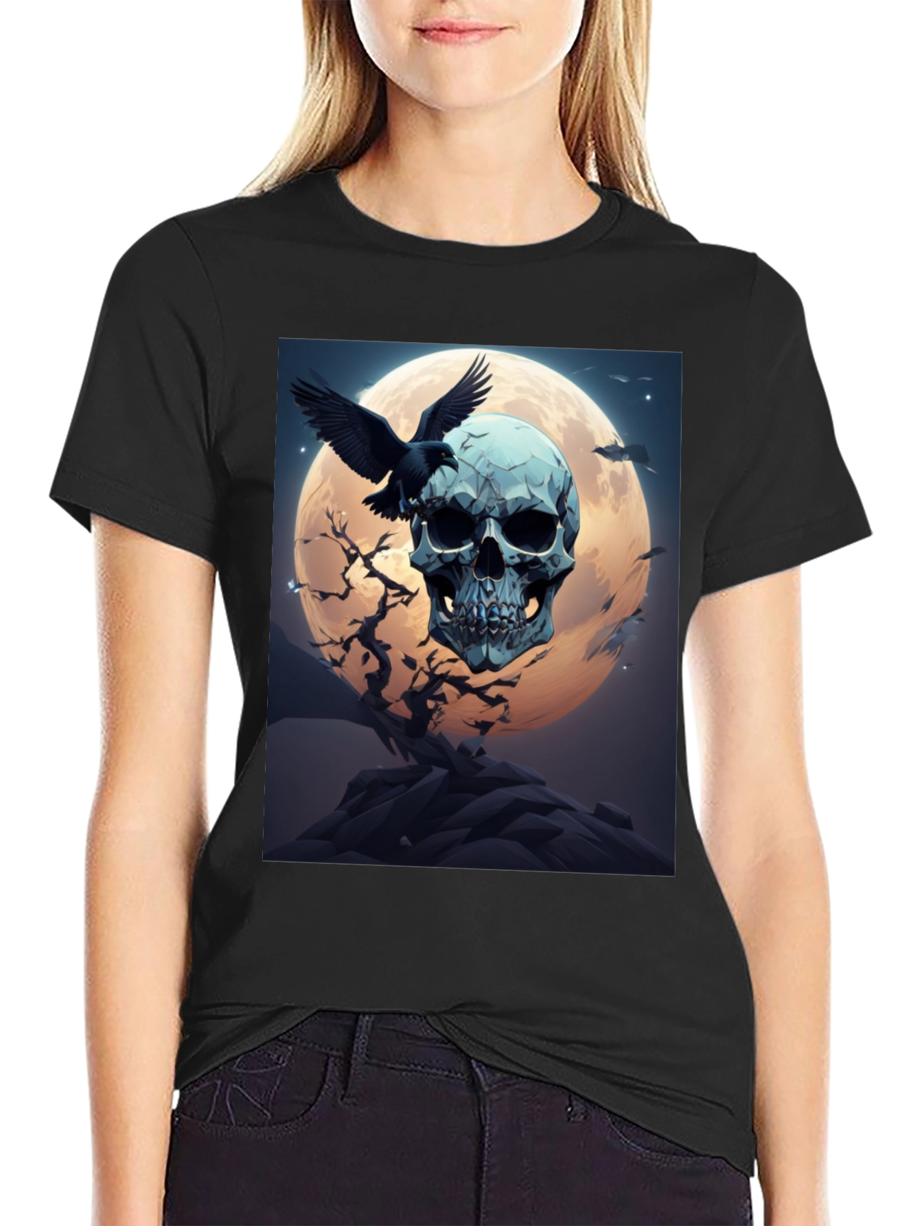 Skull & Raven Graphic Tee - Dark Moon Design