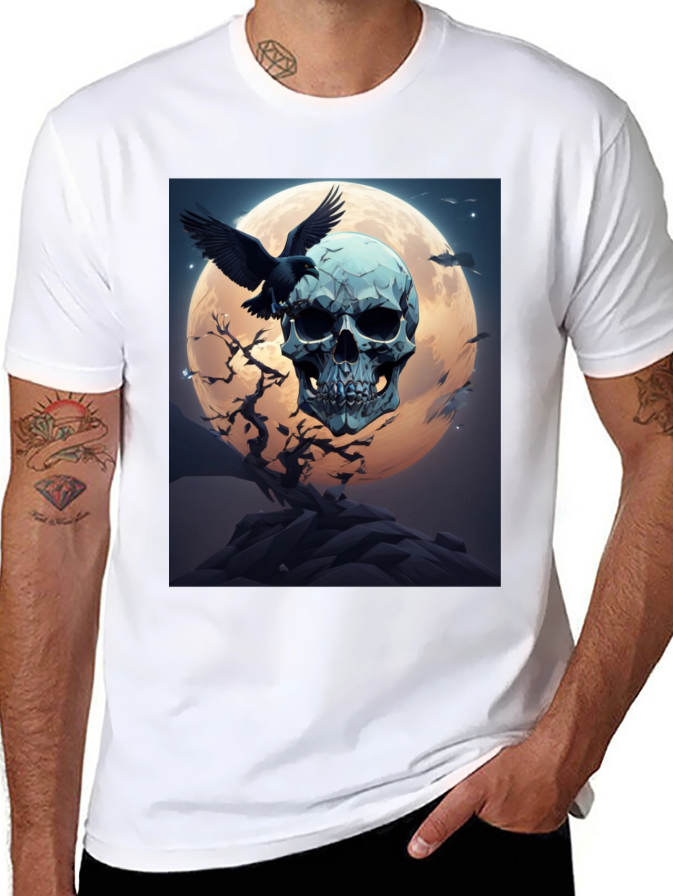Skull & Raven Graphic Tee - Dark Moon Design