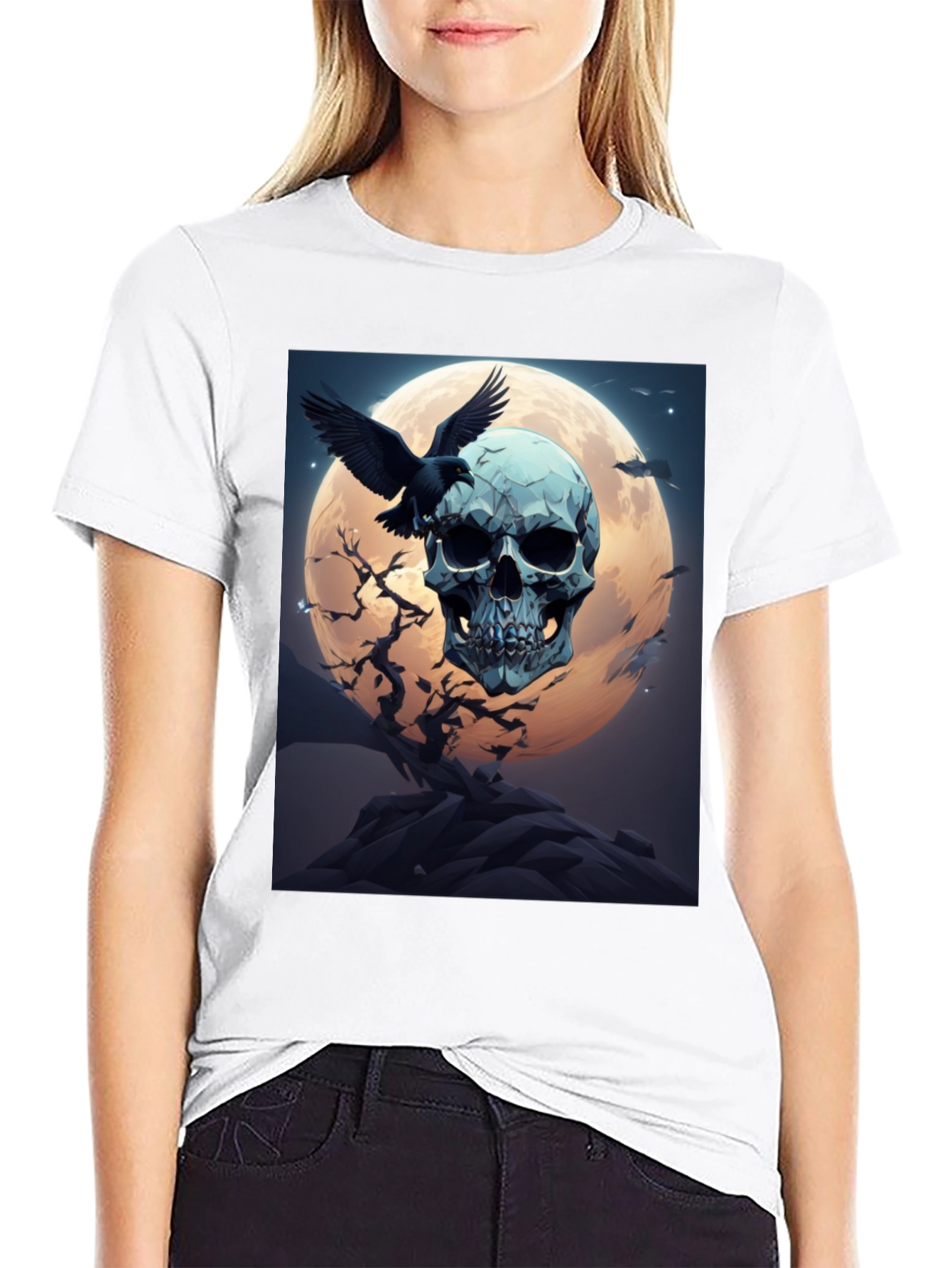 Skull & Raven Graphic Tee - Dark Moon Design