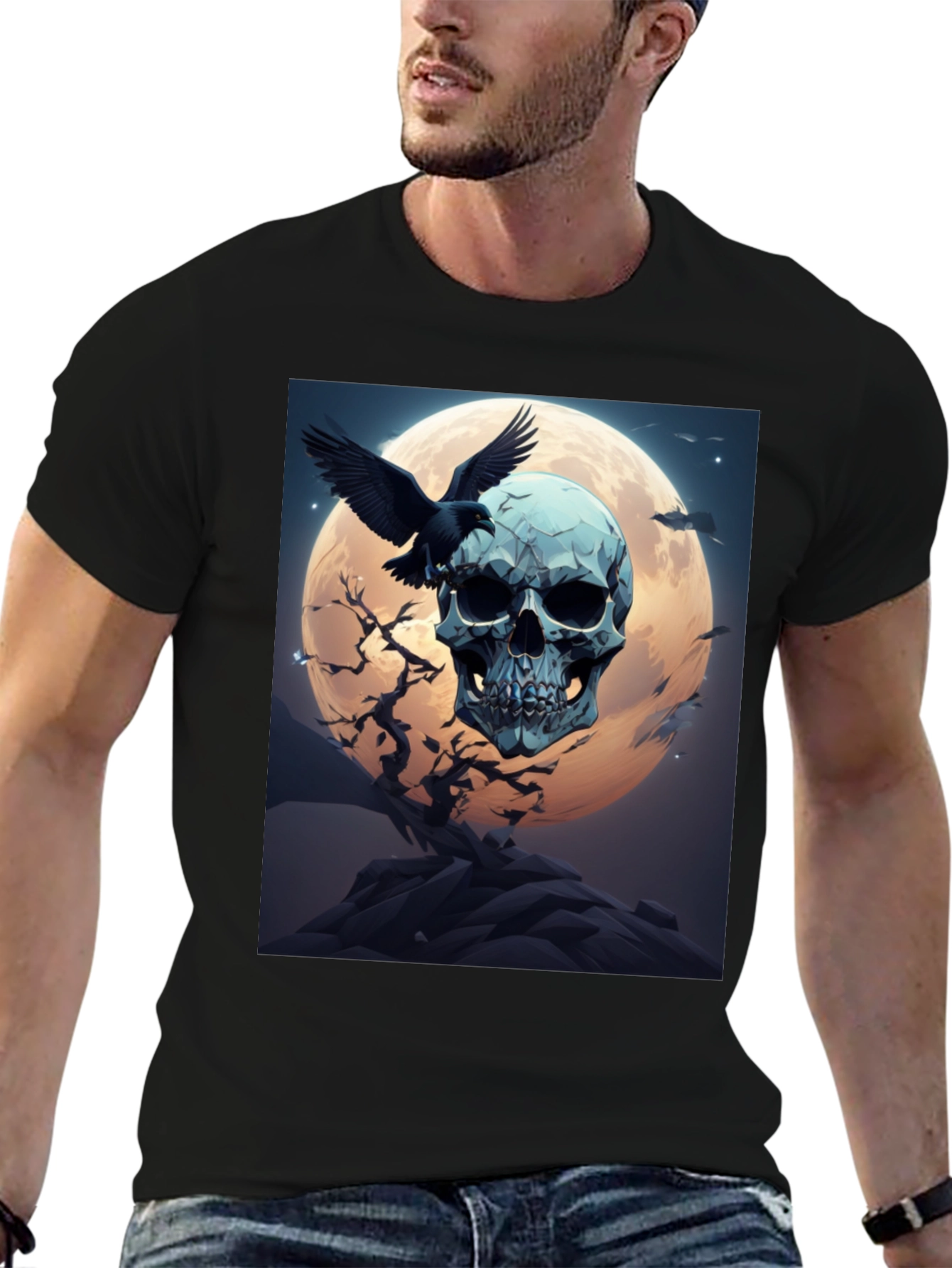 Skull & Raven Graphic Tee - Dark Moon Design